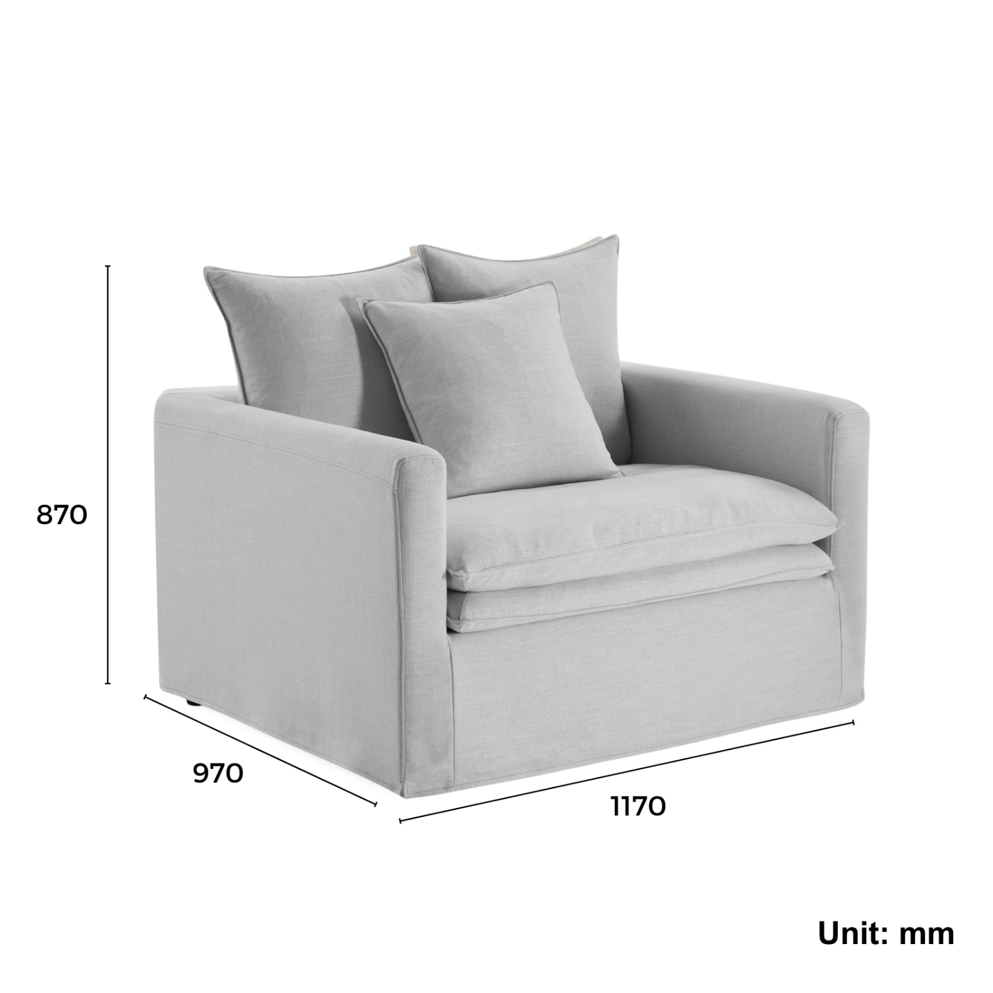 MODE Crepes Linen Armchair, Light Grey