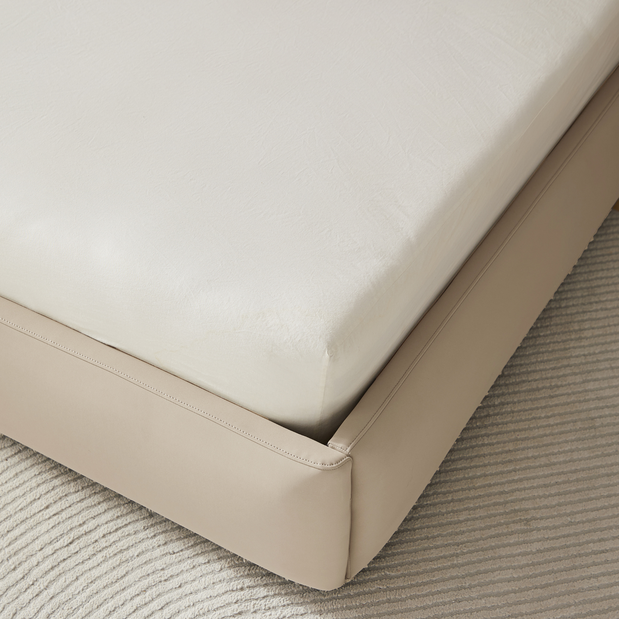 Linspire Nebula Global Super King Bed Frame, Pet-Friendly Fabric, Light Sand