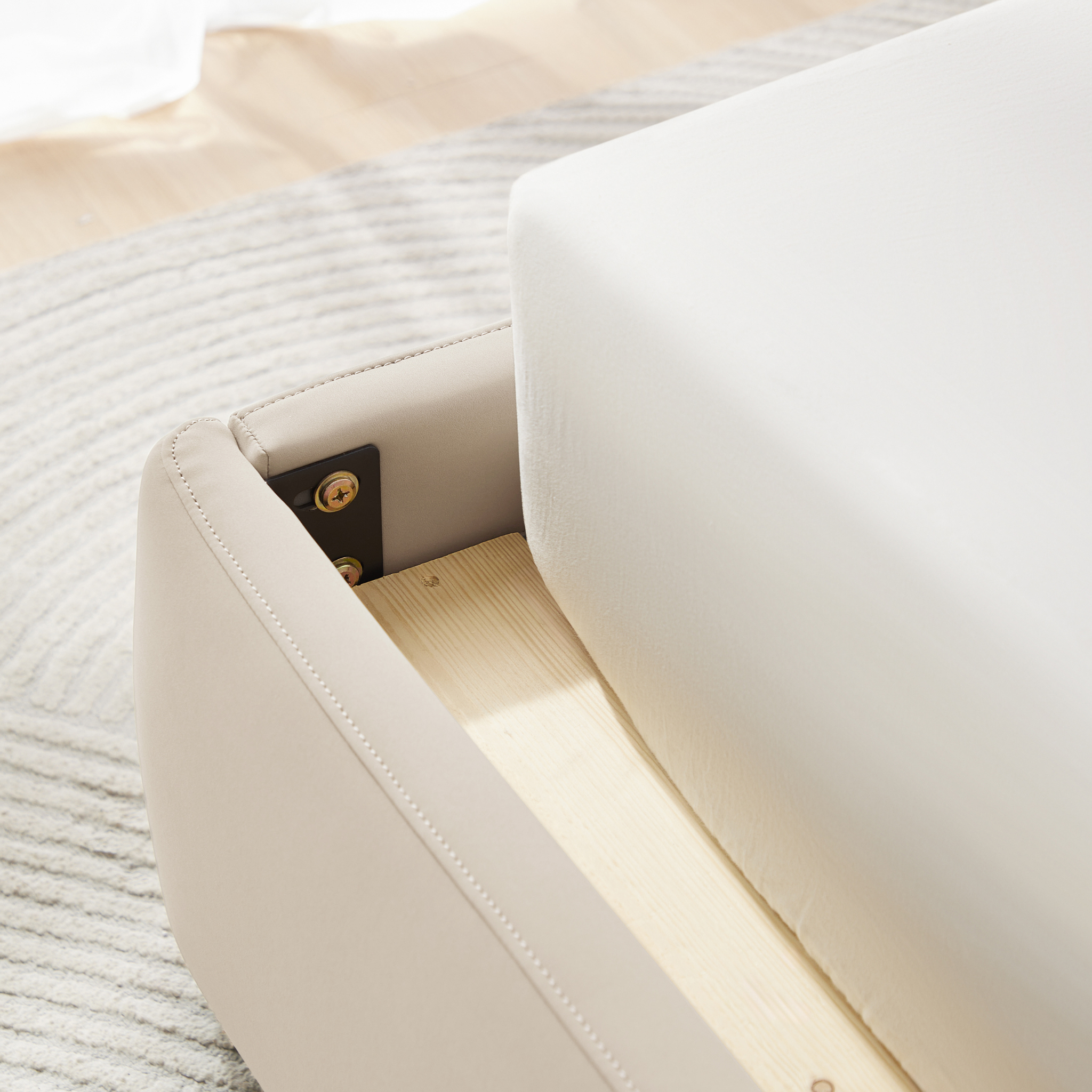 Linspire Nebula Global Super King Bed Frame, Pet-Friendly Fabric, Light Sand