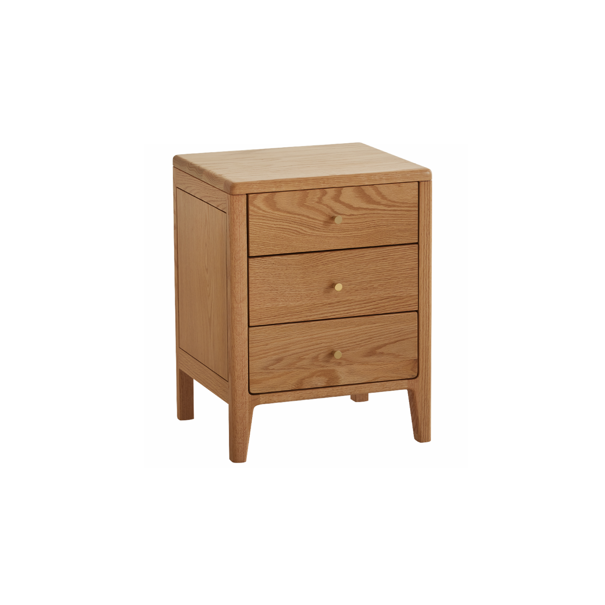 Solidwood Norway Bedside Table with 3 Drawers, Oak