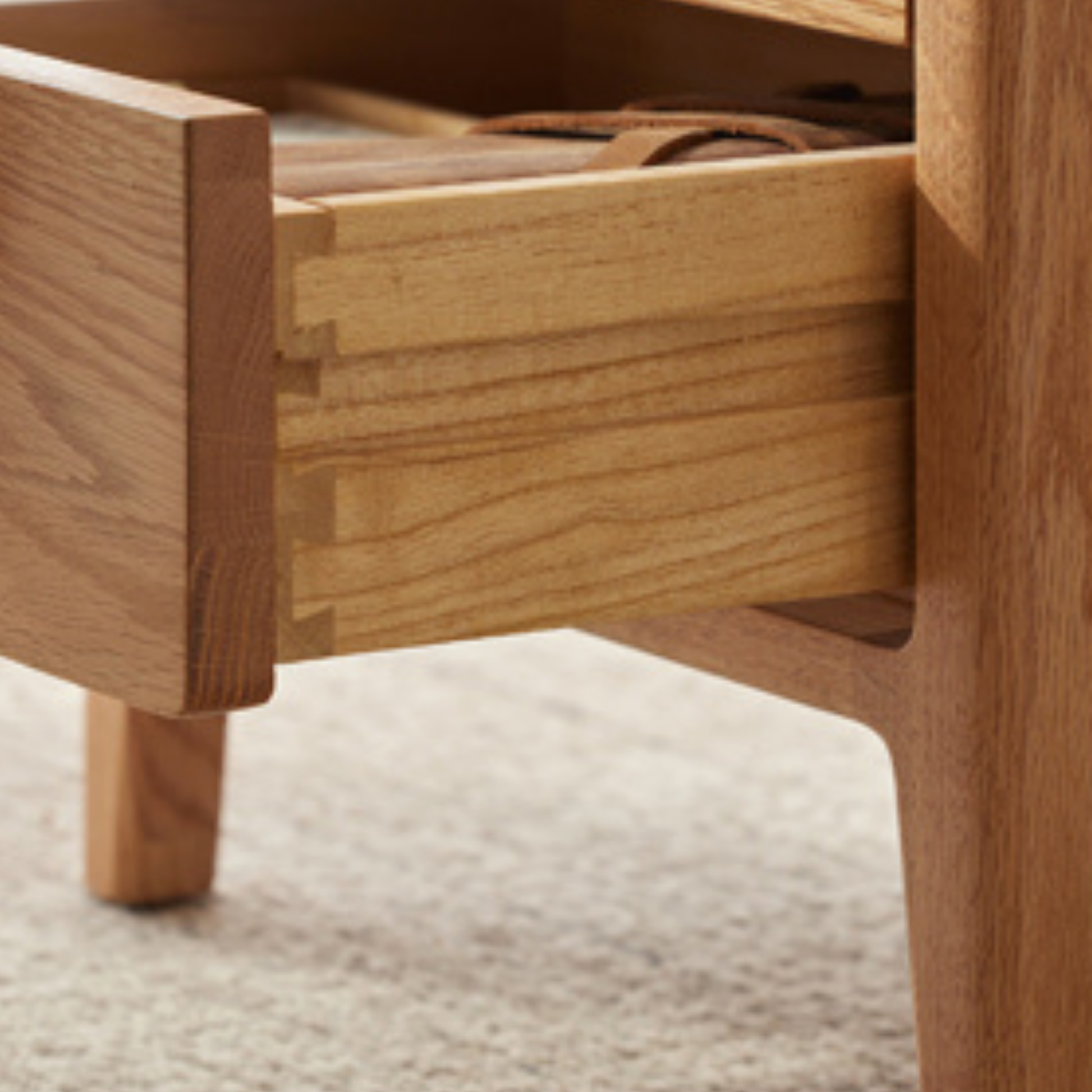Solidwood Norway Bedside Table with 3 Drawers, Oak