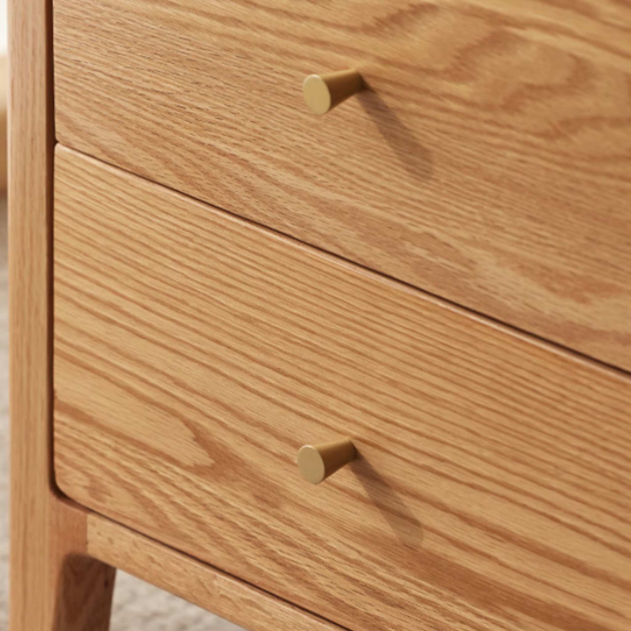 Solidwood Norway Bedside Table with 3 Drawers, Oak