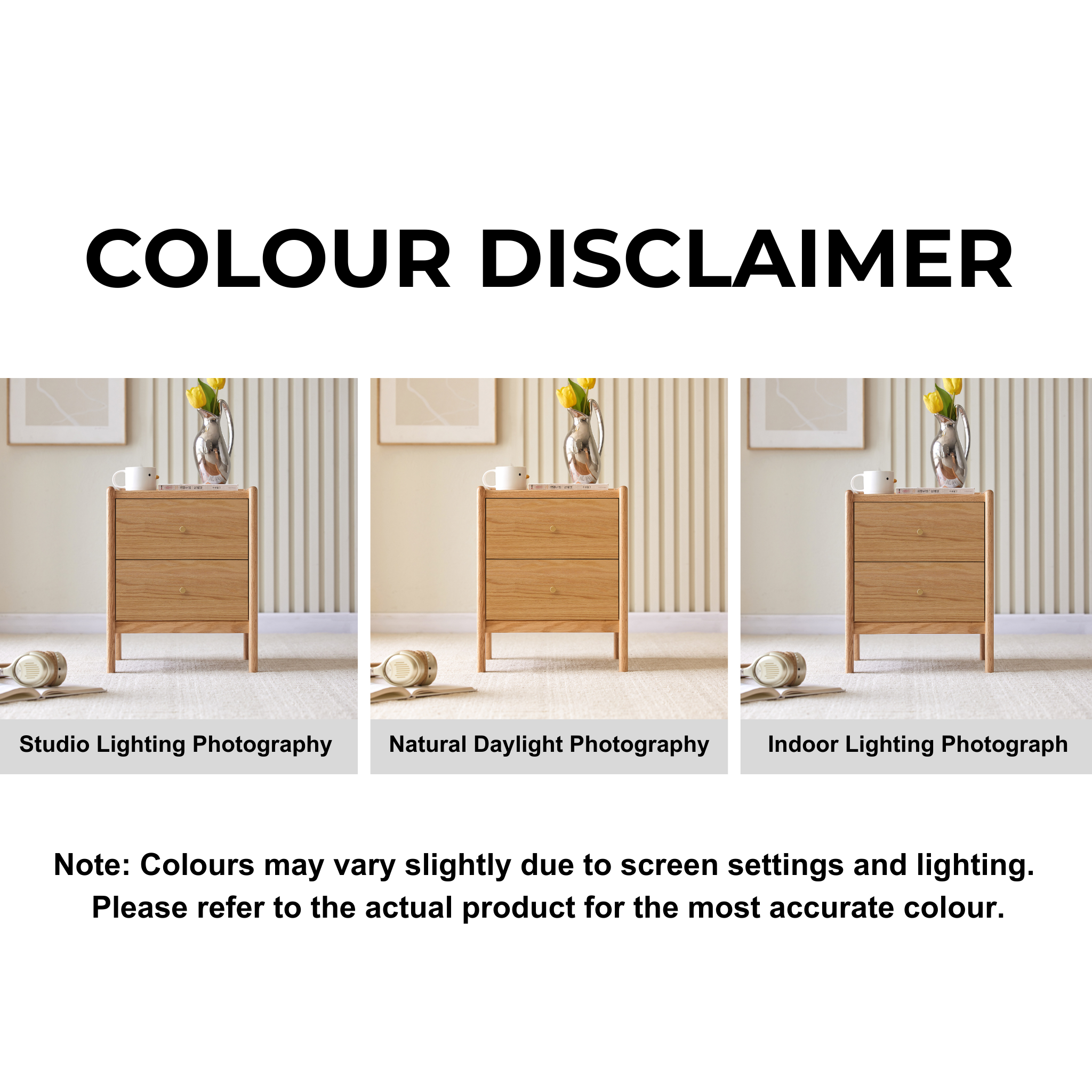Solidwood Norway Bedside Table with 3 Drawers, Oak