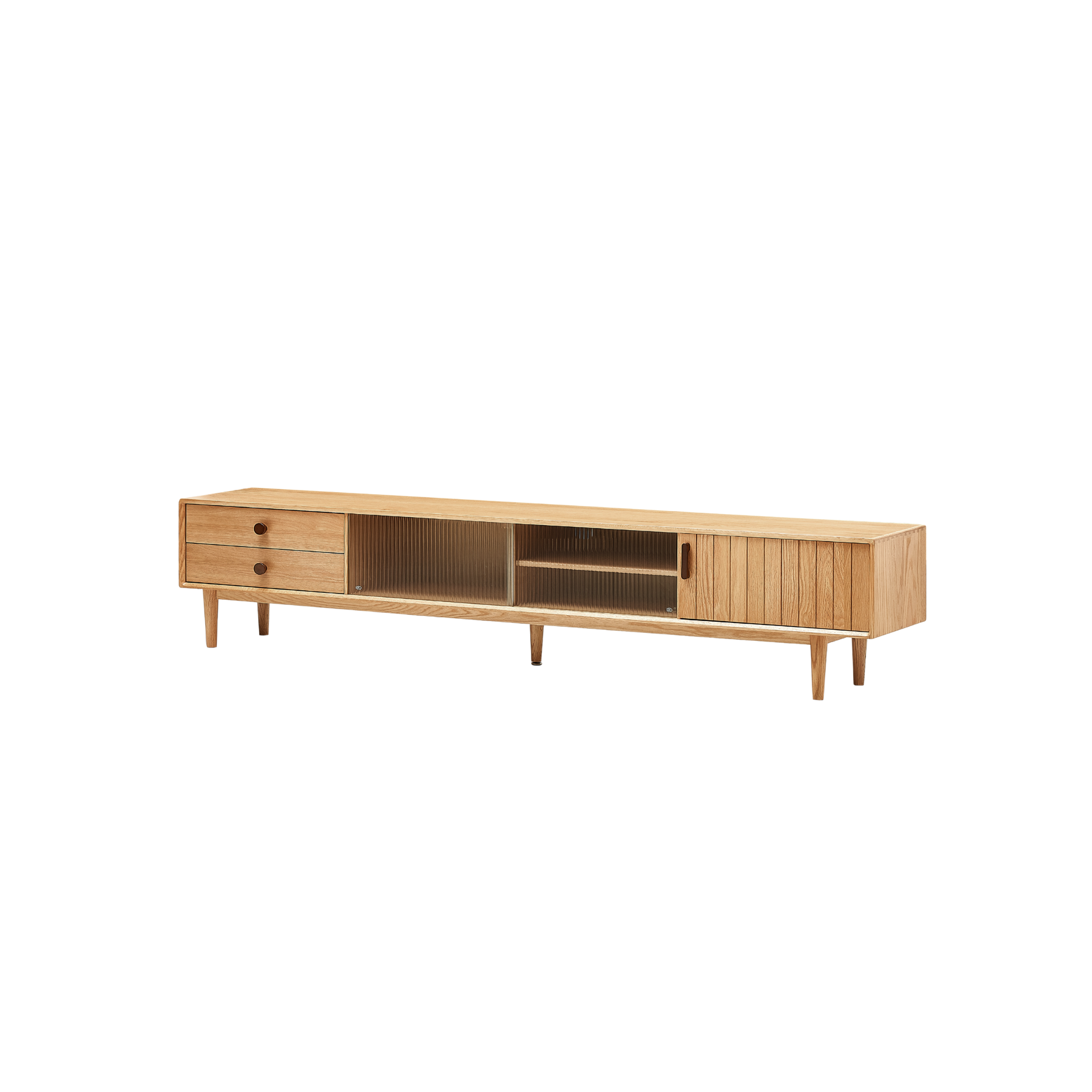Solidwood Santa Rosa Entertainment Unit with Glass Door, Oak