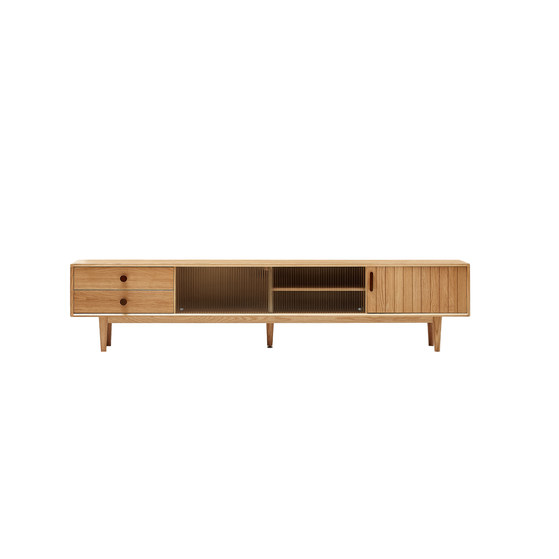 Solidwood Santa Rosa Entertainment Unit with Glass Door, Oak