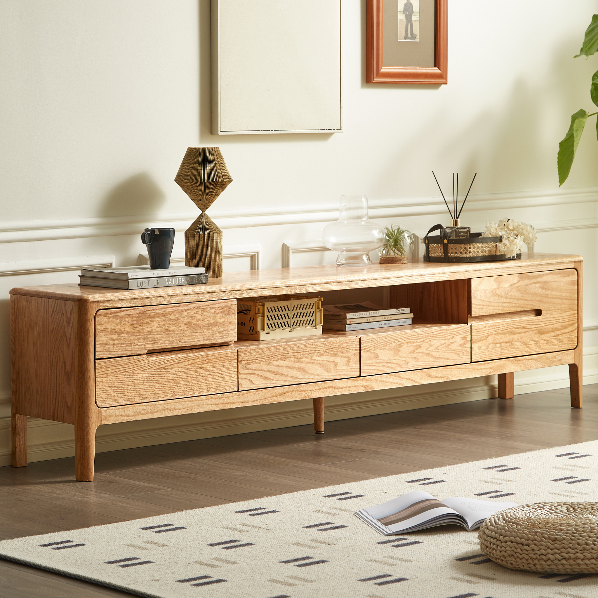 Solidwood Rayden Entertainment Unit, Oak