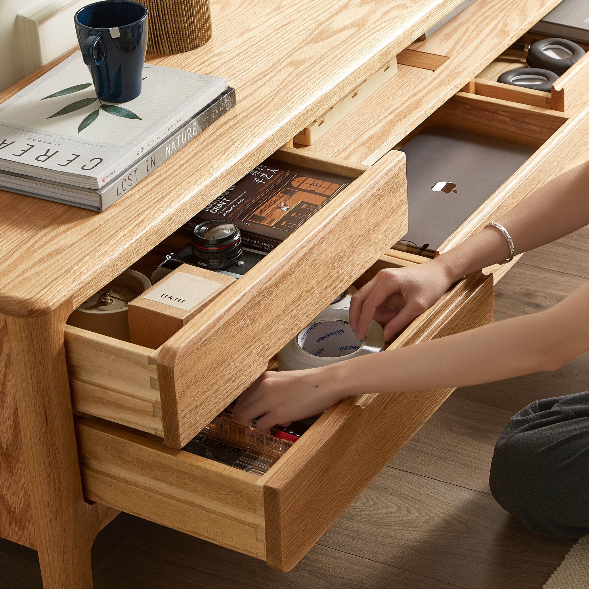 Solidwood Rayden Entertainment Unit, Oak