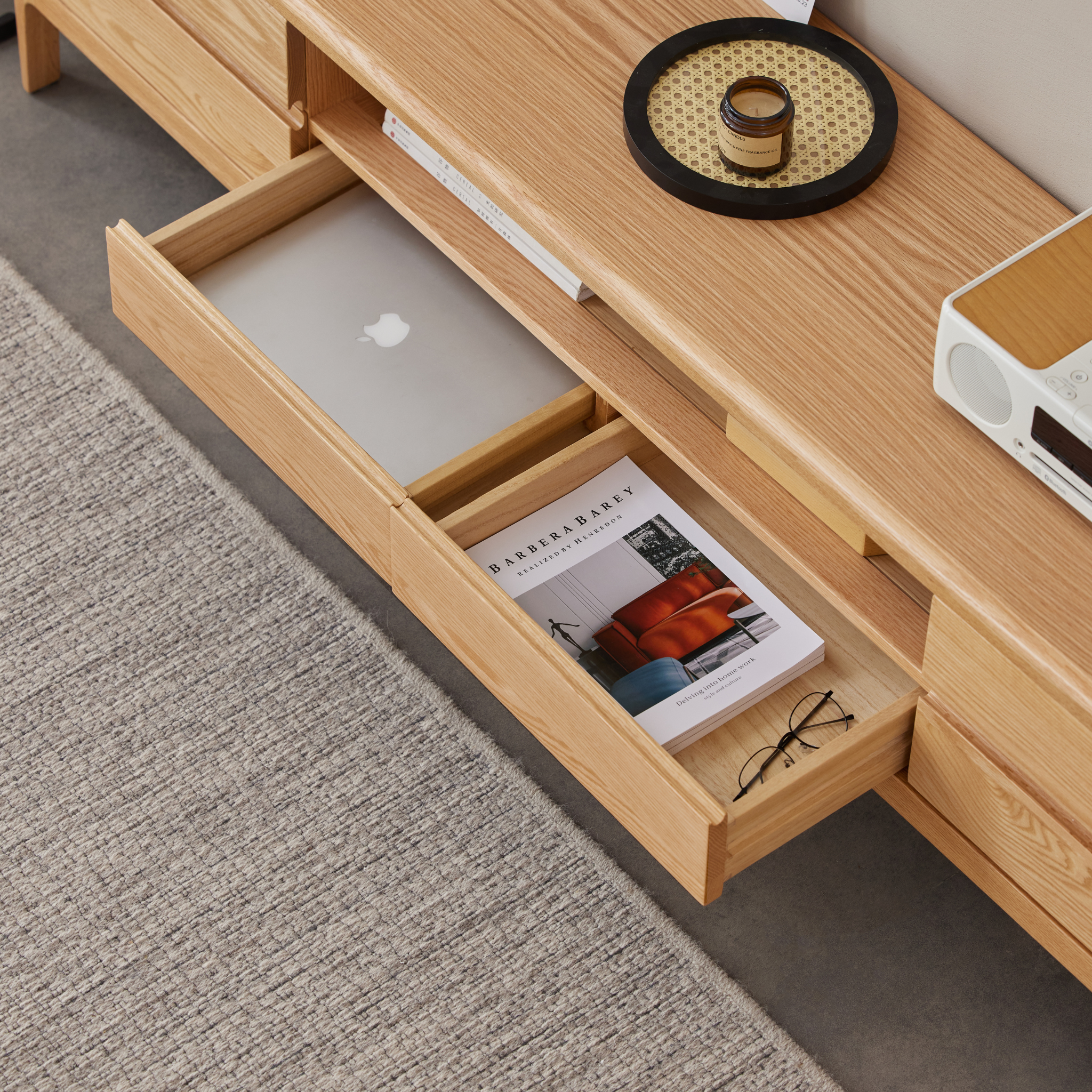 Solidwood Rayden Entertainment Unit, Oak