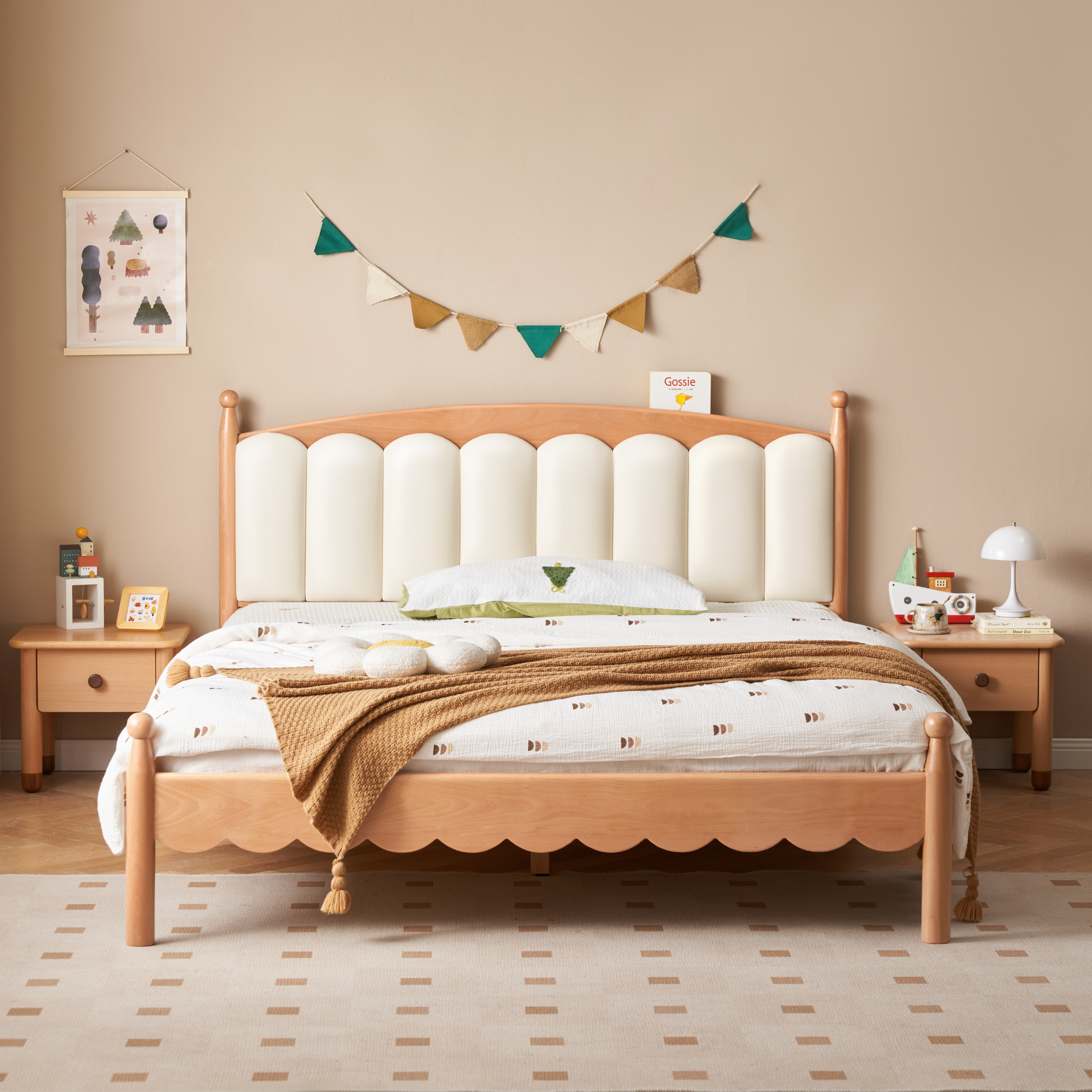Solidwood Ayla Kids Global Double Bed Frame, Beech