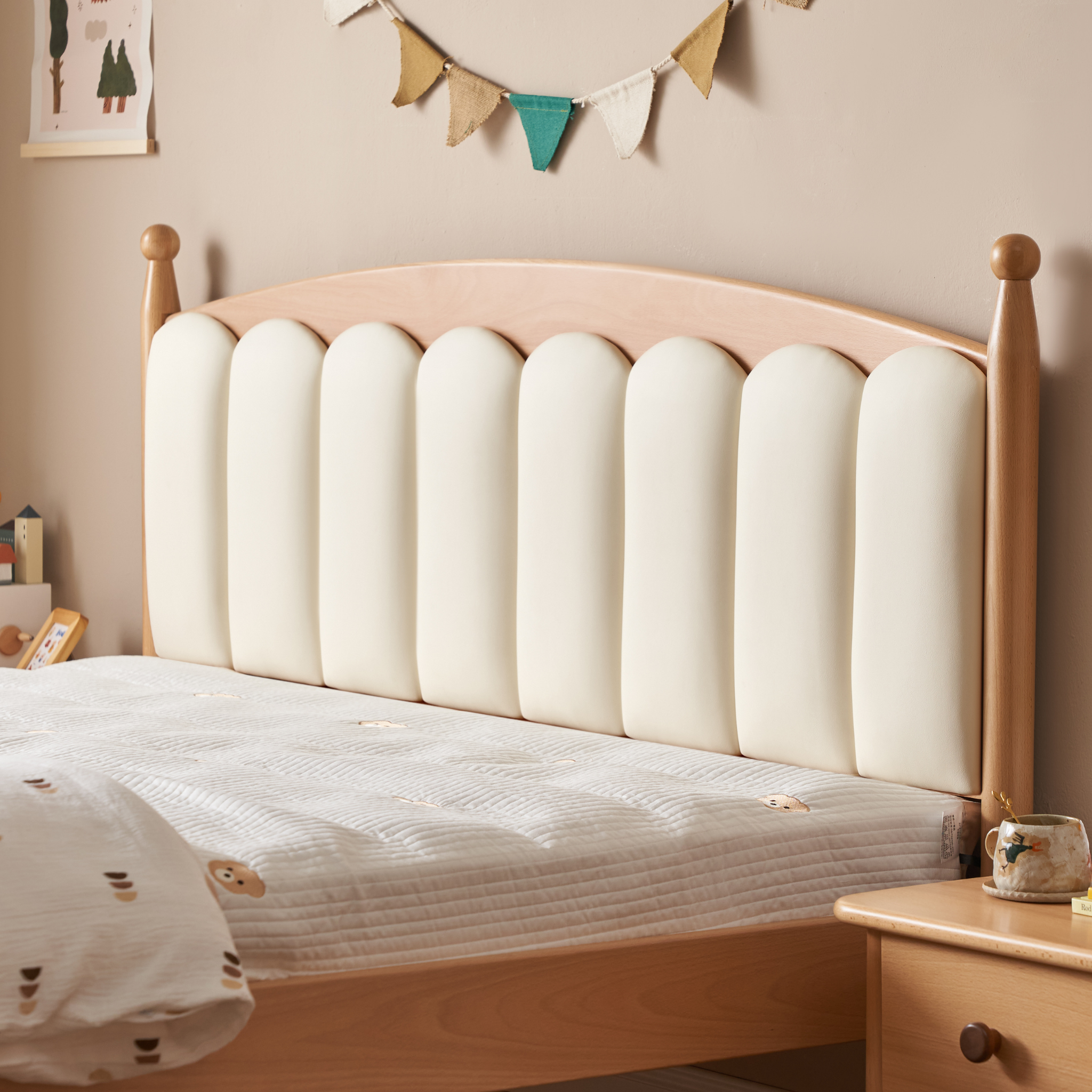 Solidwood Ayla Kids Global Double Bed Frame, Beech