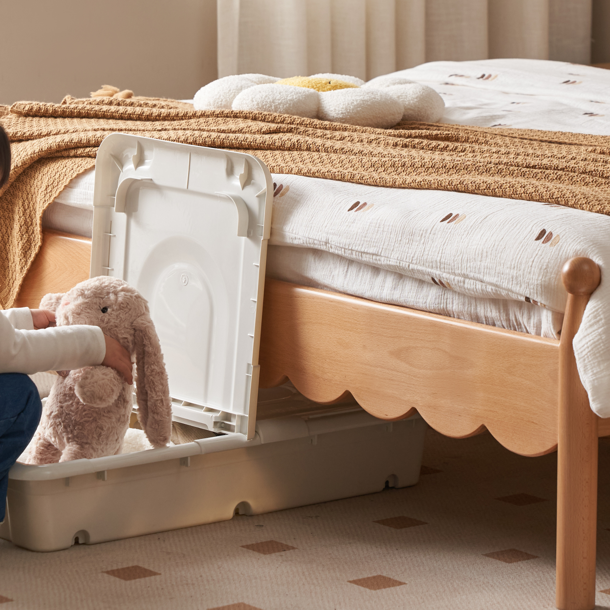 Solidwood Ayla Kids Global Double Bed Frame, Beech