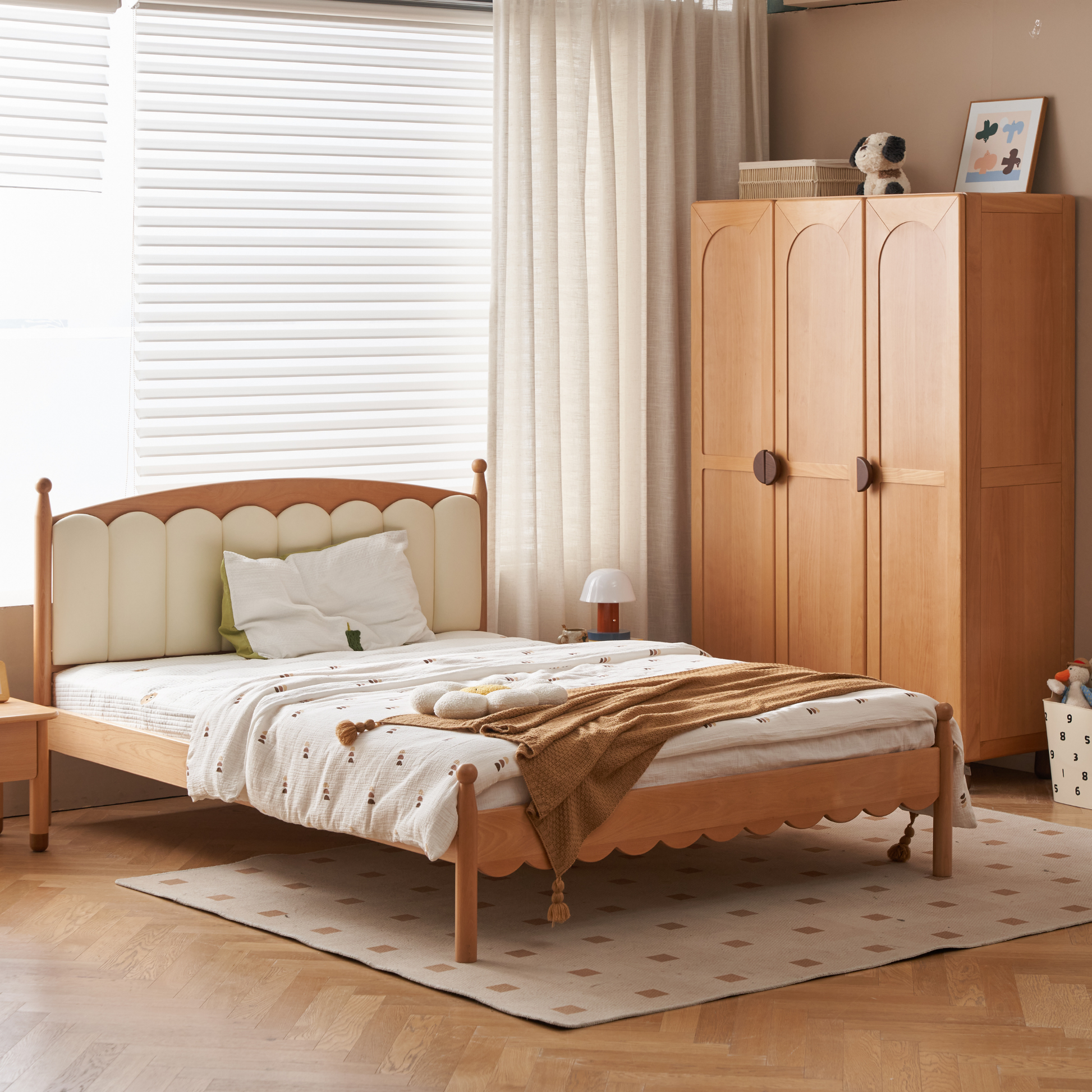 Solidwood Ayla Kids Global Double Bed Frame, Beech