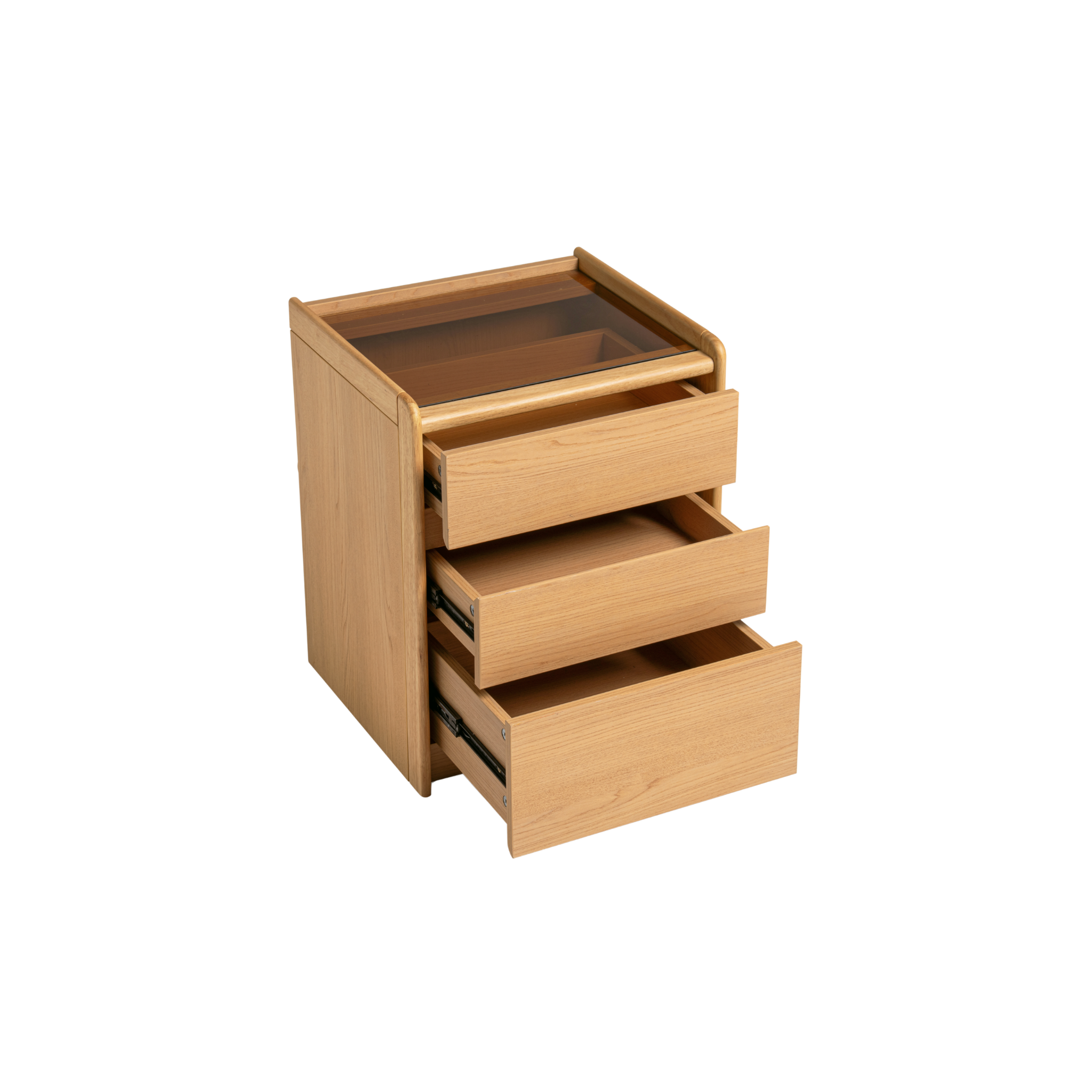 Linspire Aalto 3-Drawer Bedside Table with Glass Top