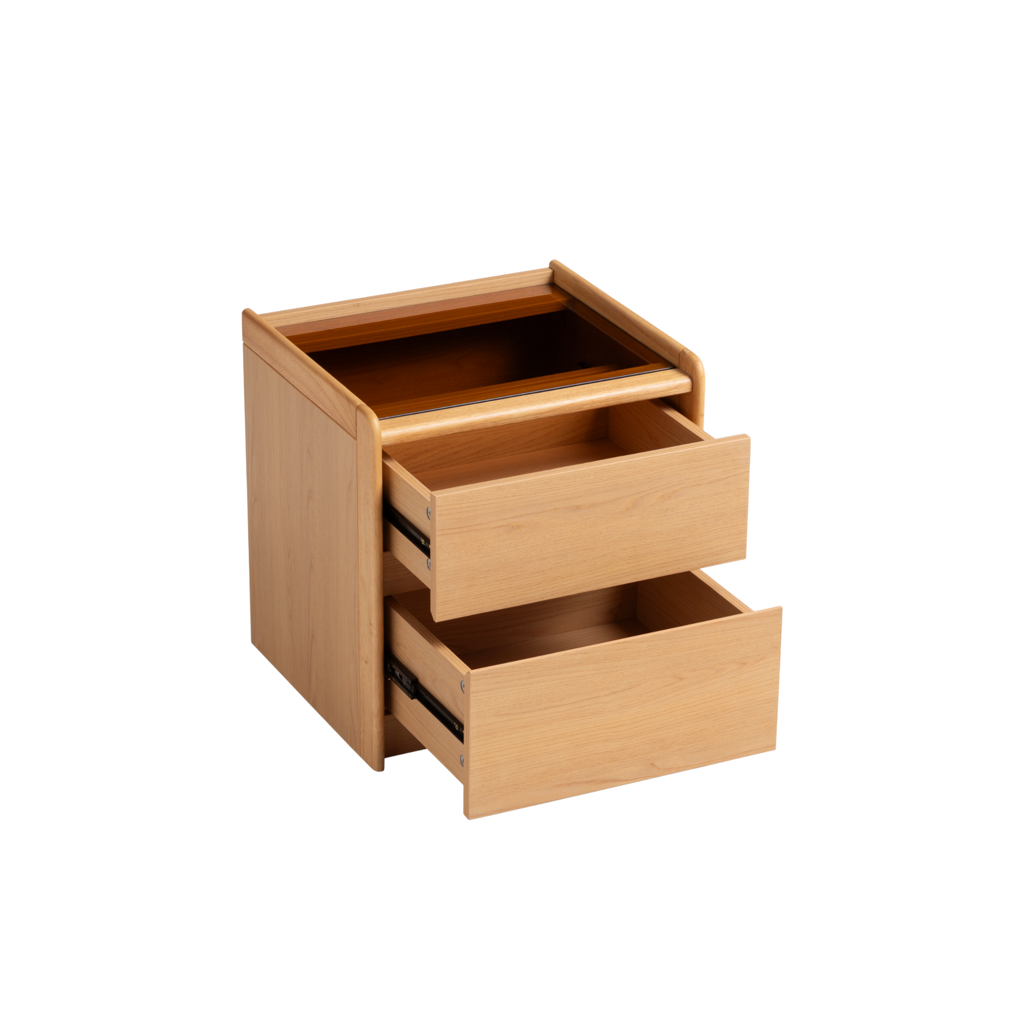 Linspire Aalto 2-Drawer Bedside Table with Glass Top