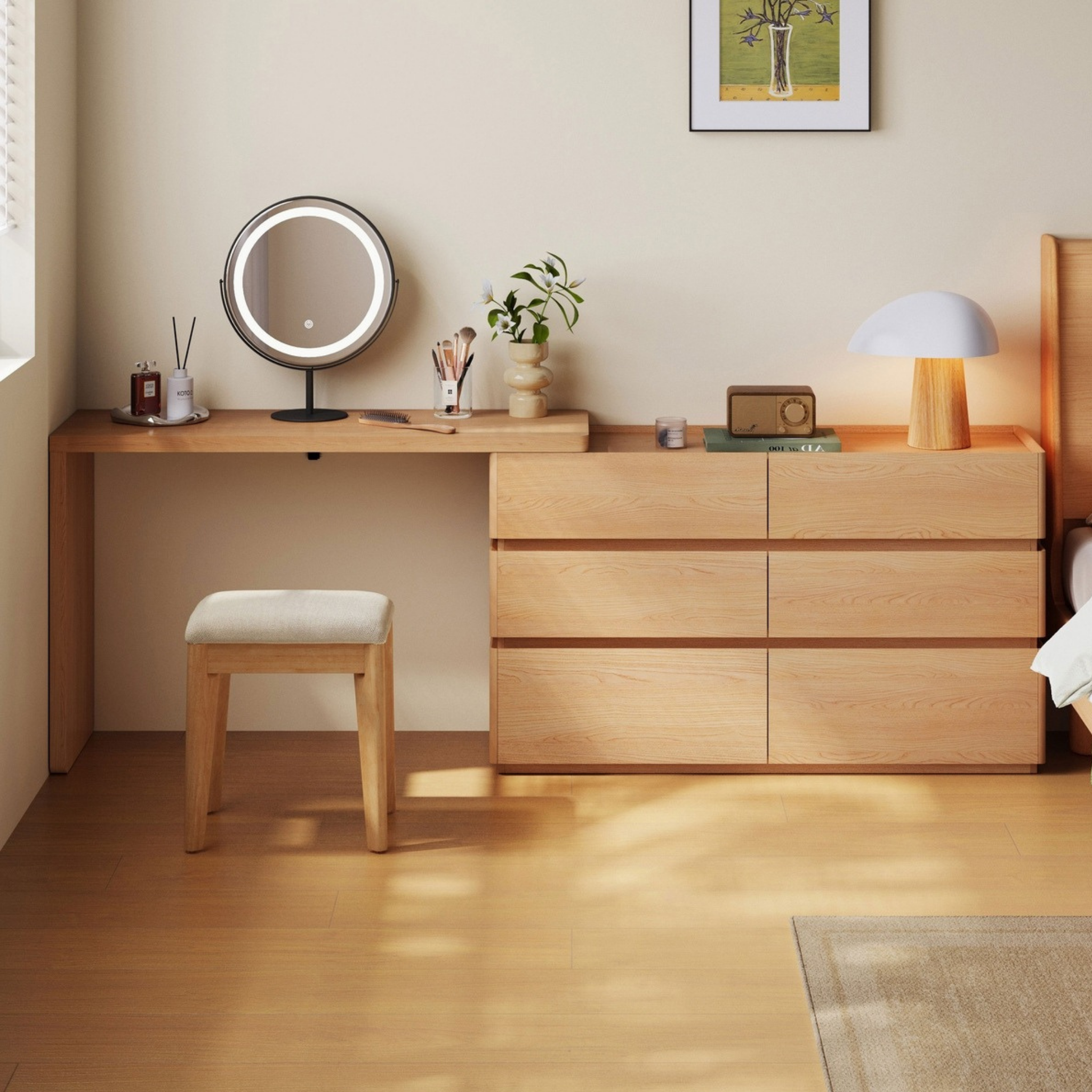 Linspire Aalto Extendable Dressing Table with Chest of 6 Drawers