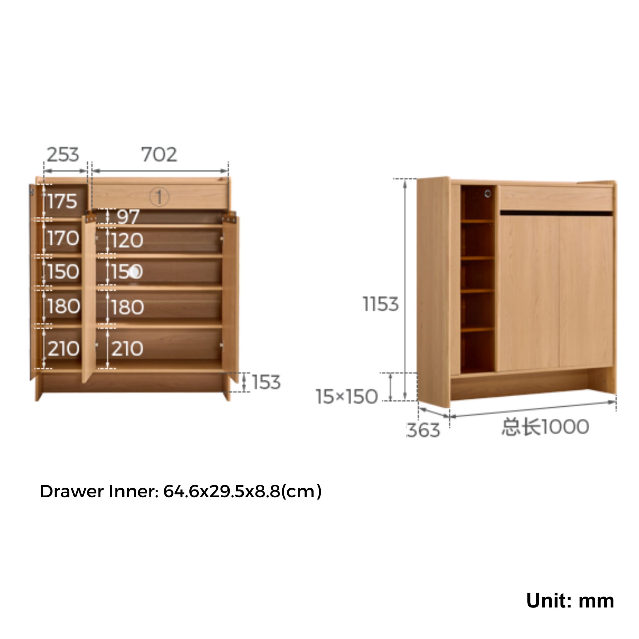 Linspire Aalto Shoe Cabinet with Glass Door, W100cm