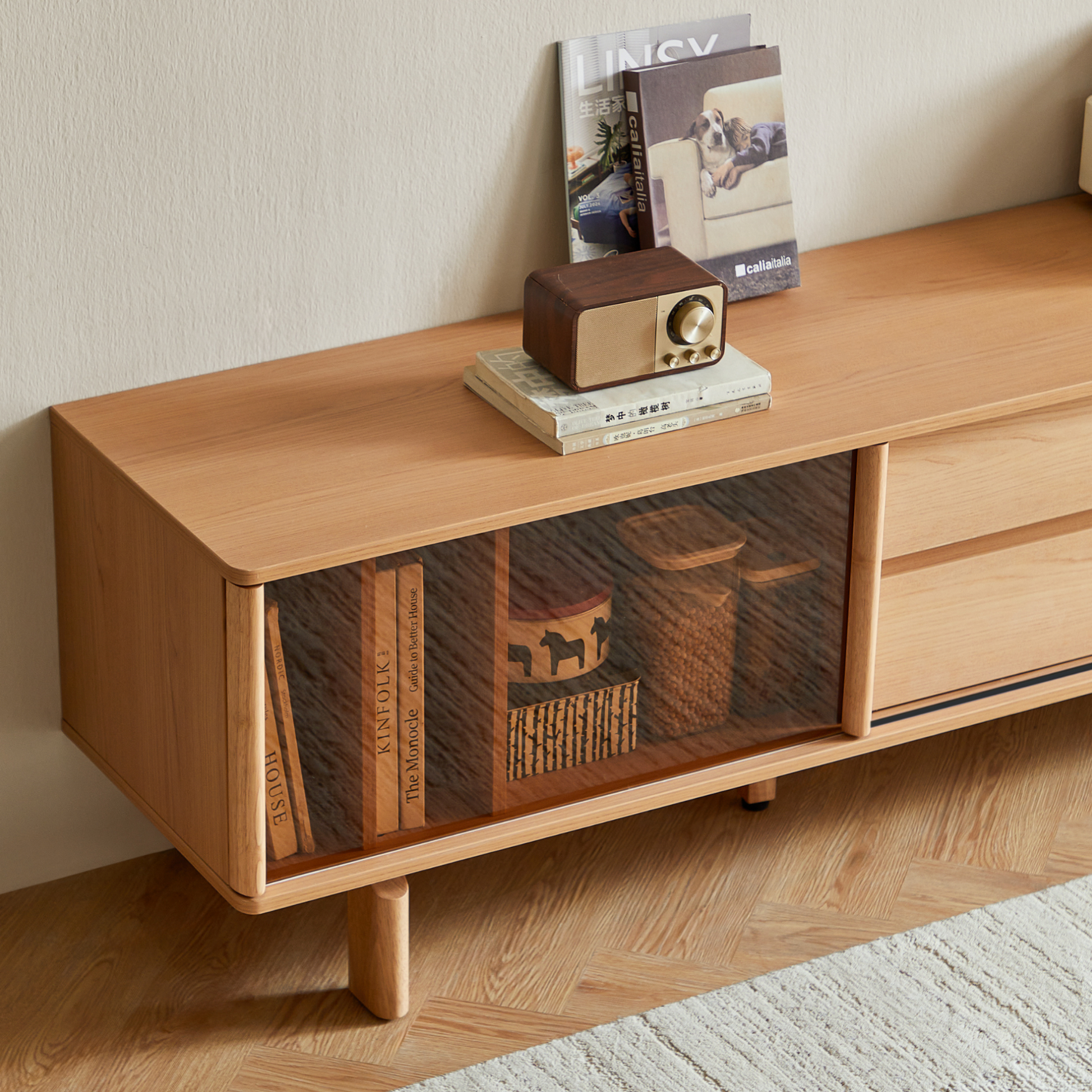 Linspire Aalto Entertainment Unit with Sliding Glass Door, W200cm