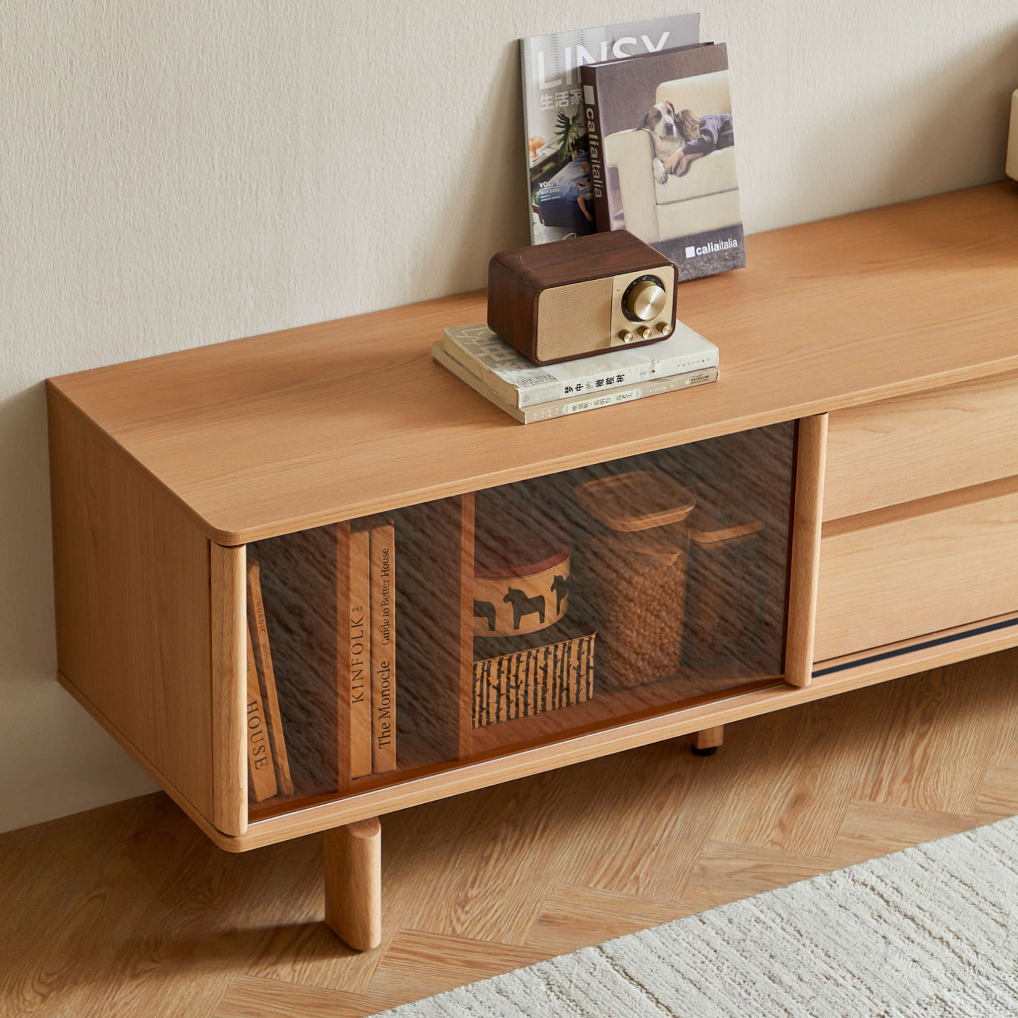 Linspire Aalto Entertainment Unit with Sliding Glass Door, W200cm