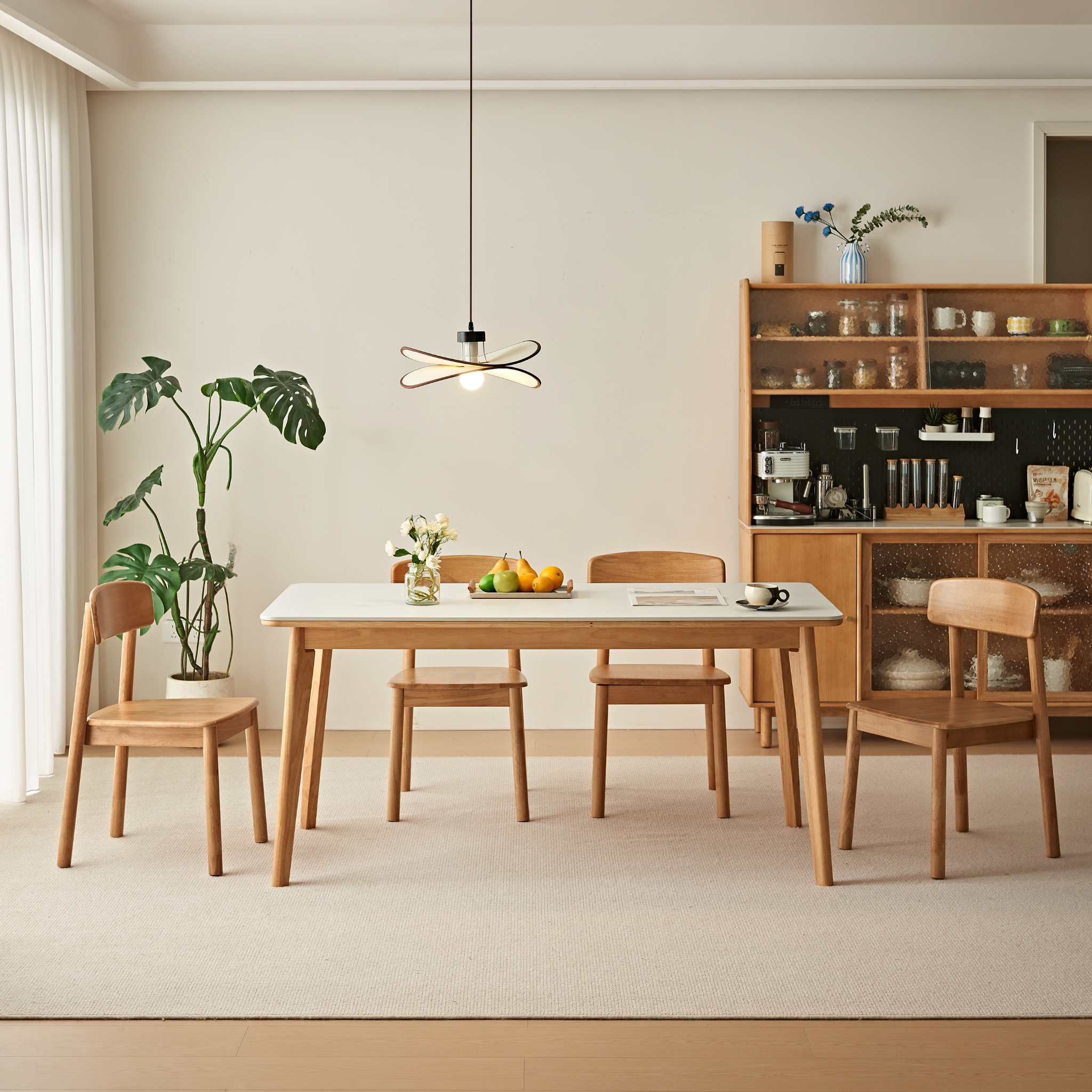 Linspire Bliss Solid Wood Dining Table with Sintered Stone Top