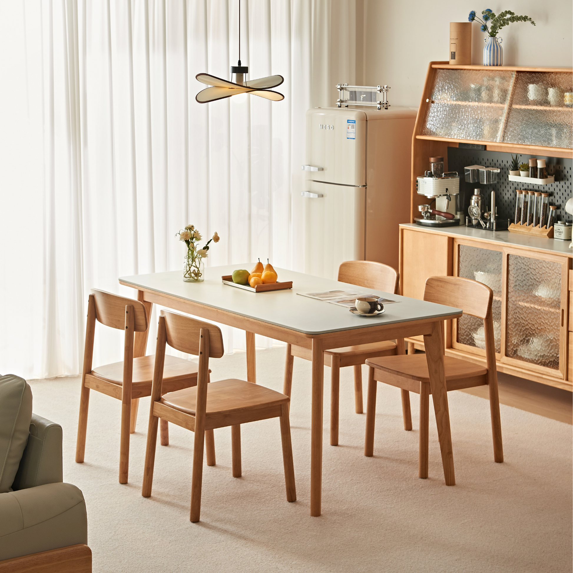Linspire Bliss Solid Wood Dining Table with Sintered Stone Top