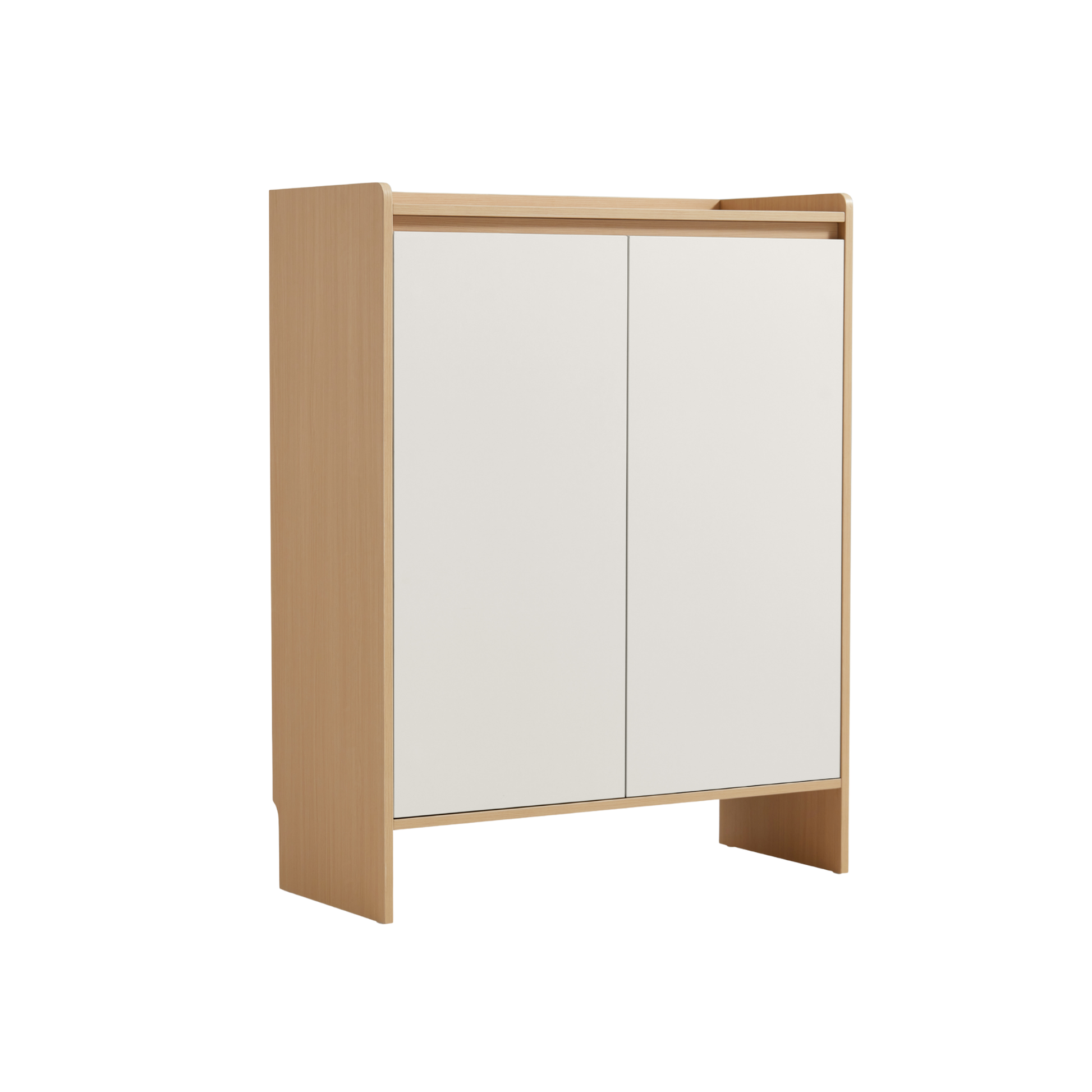 Linspire Miro Shoe Cabinet, Natural Wood & Light Grey
