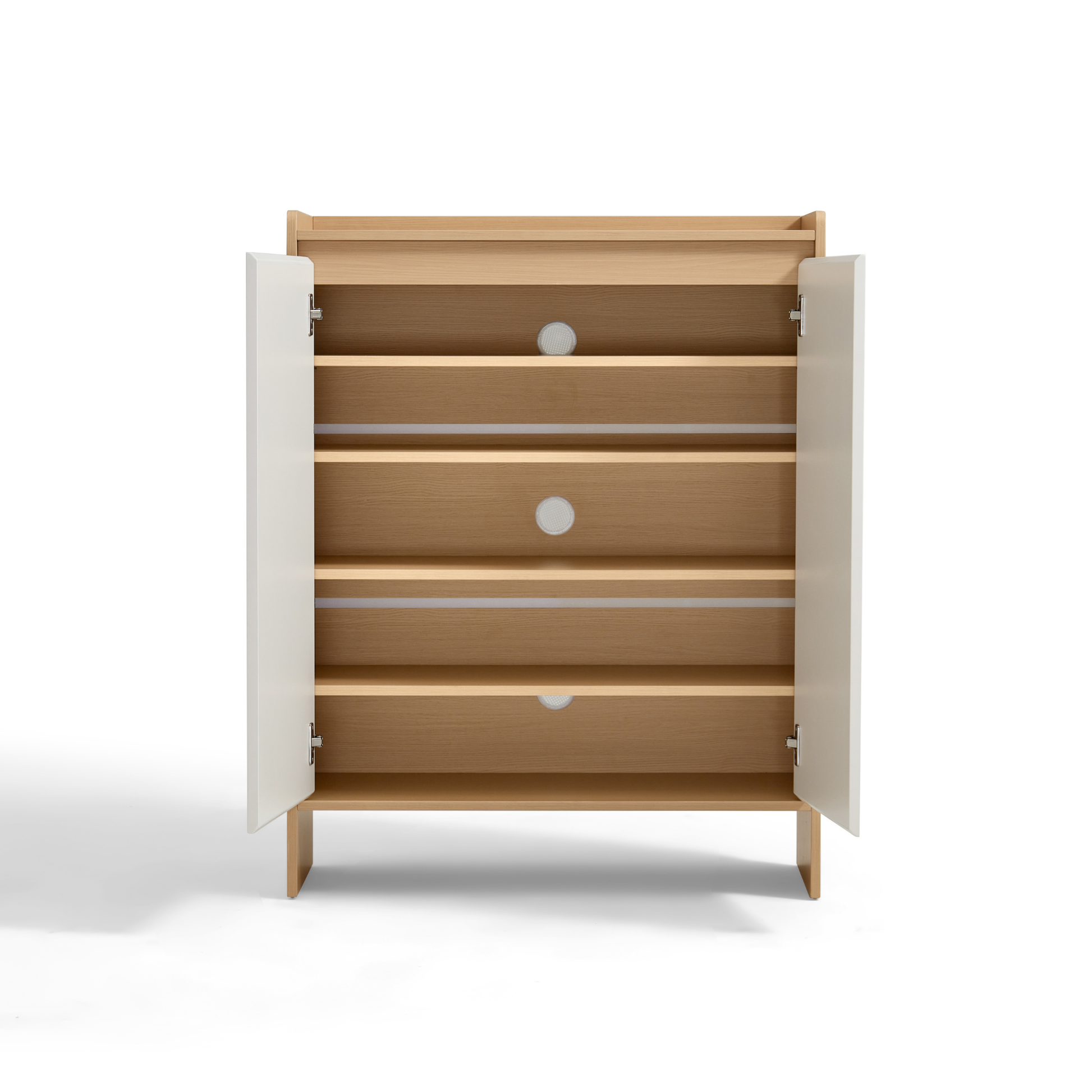 Linspire Miro Shoe Cabinet, Natural Wood & Light Grey