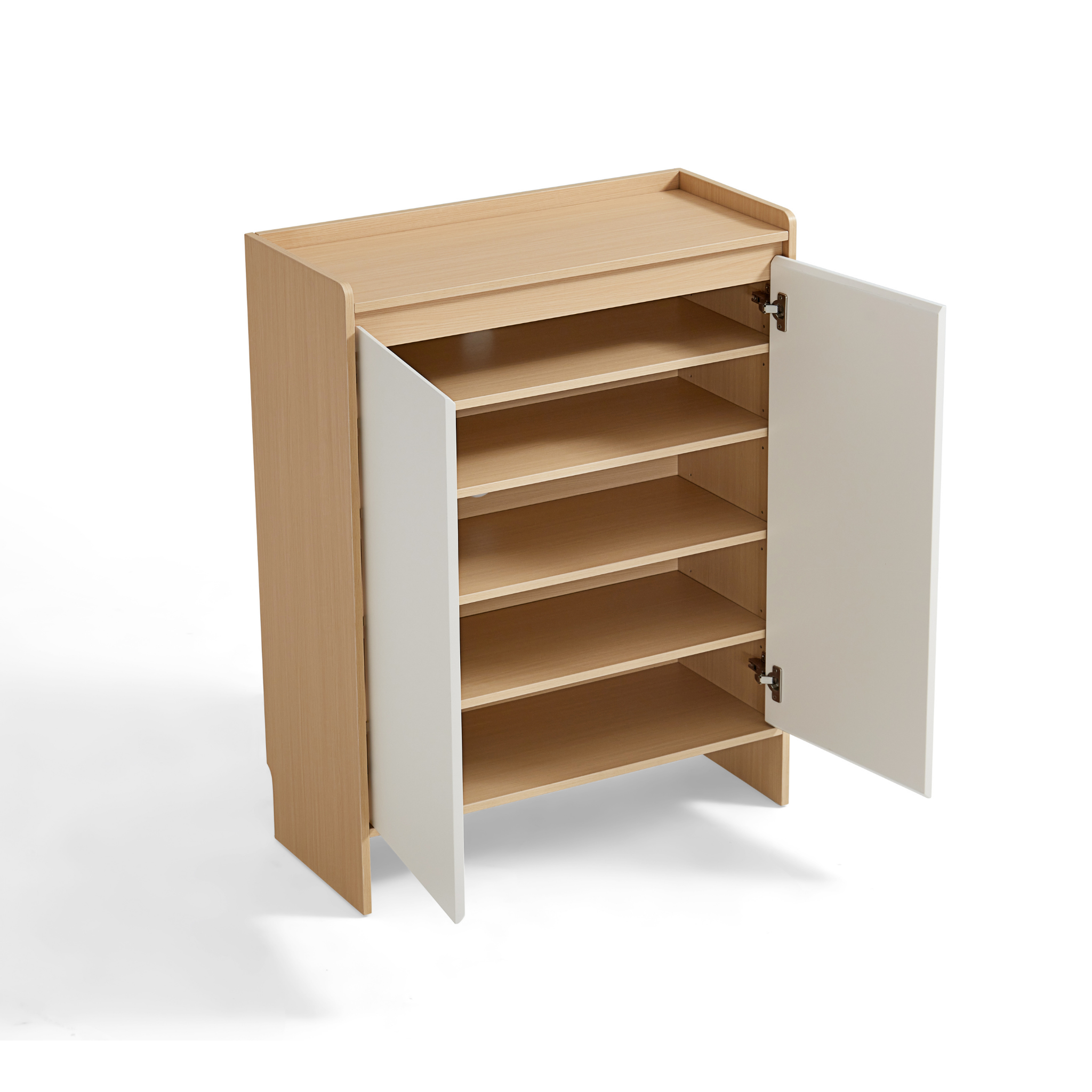 Linspire Miro Shoe Cabinet, Natural Wood & Light Grey