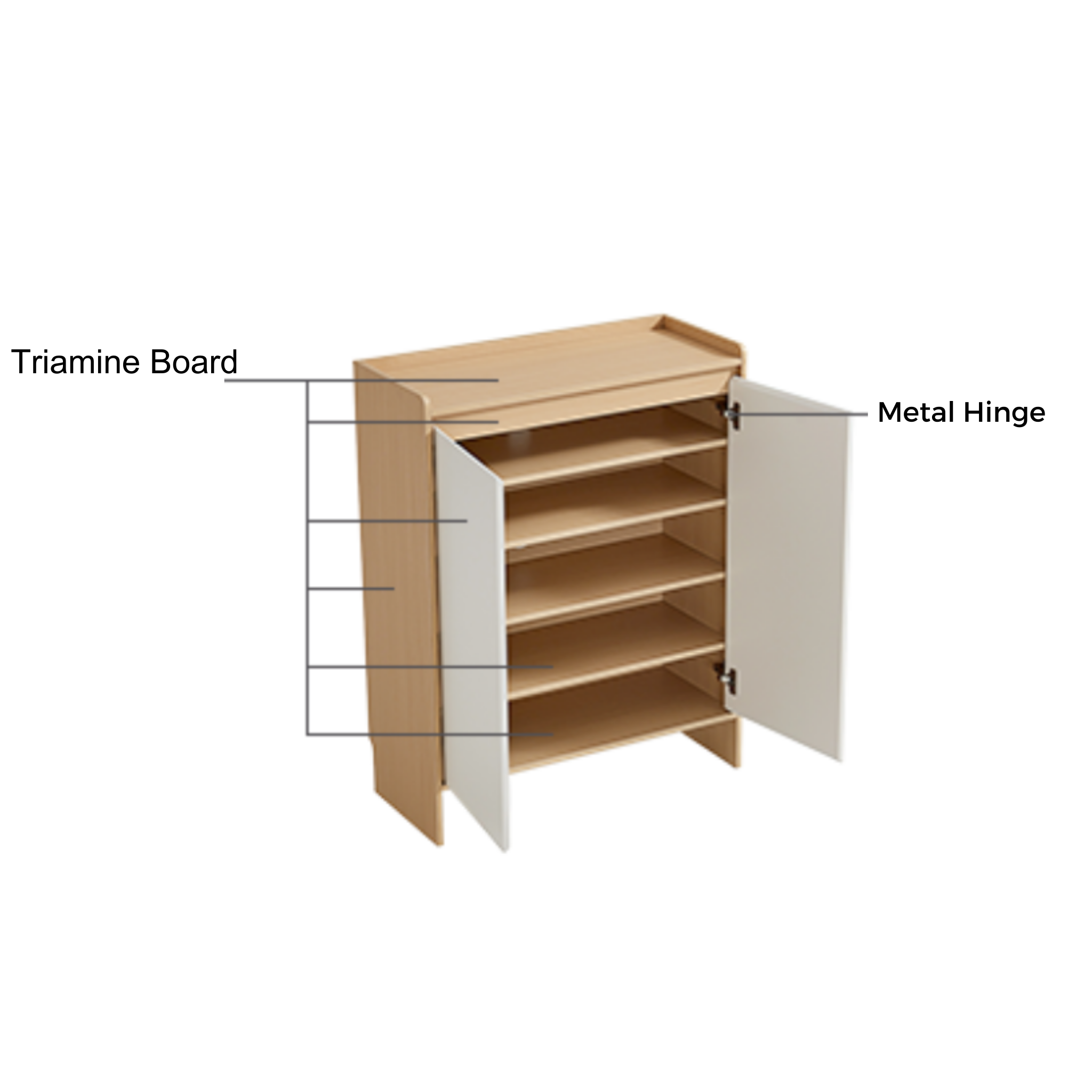 Linspire Miro Shoe Cabinet, Natural Wood & Light Grey