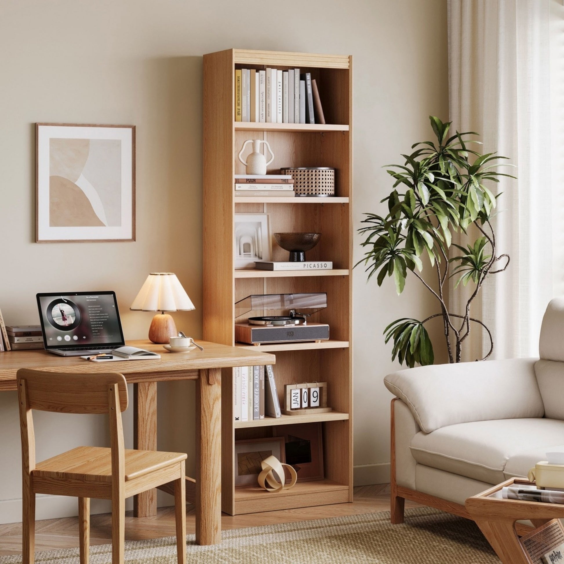 Linspire Ursula Storage Bookcase, Natural Wood
