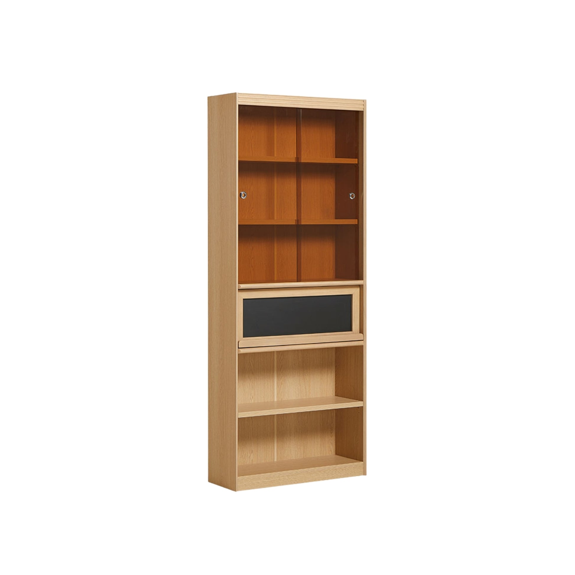 Linspire Ursula Storage Bookcase with Doors, Natural Wood