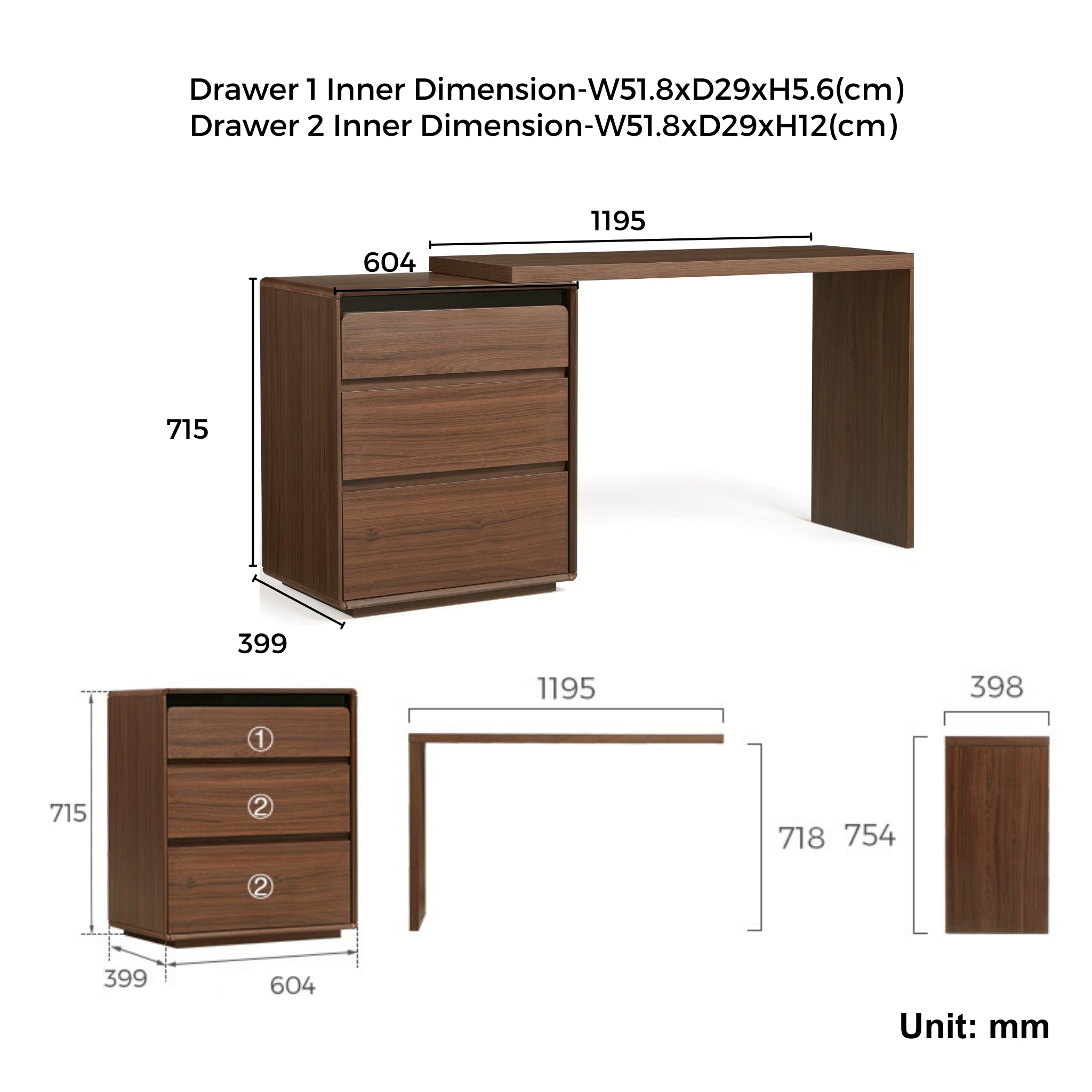 Linspire Ursula Dressing Table with 3 Drawers