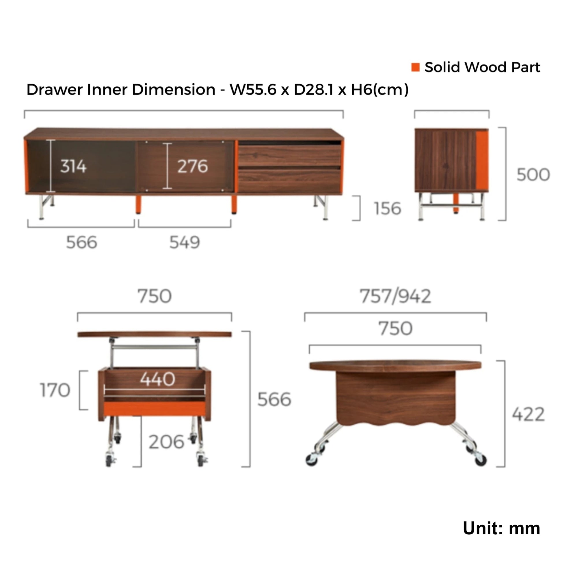 Linspire Ursula Entertainment Unit with Lift-Top Coffee Table Set, W180cm
