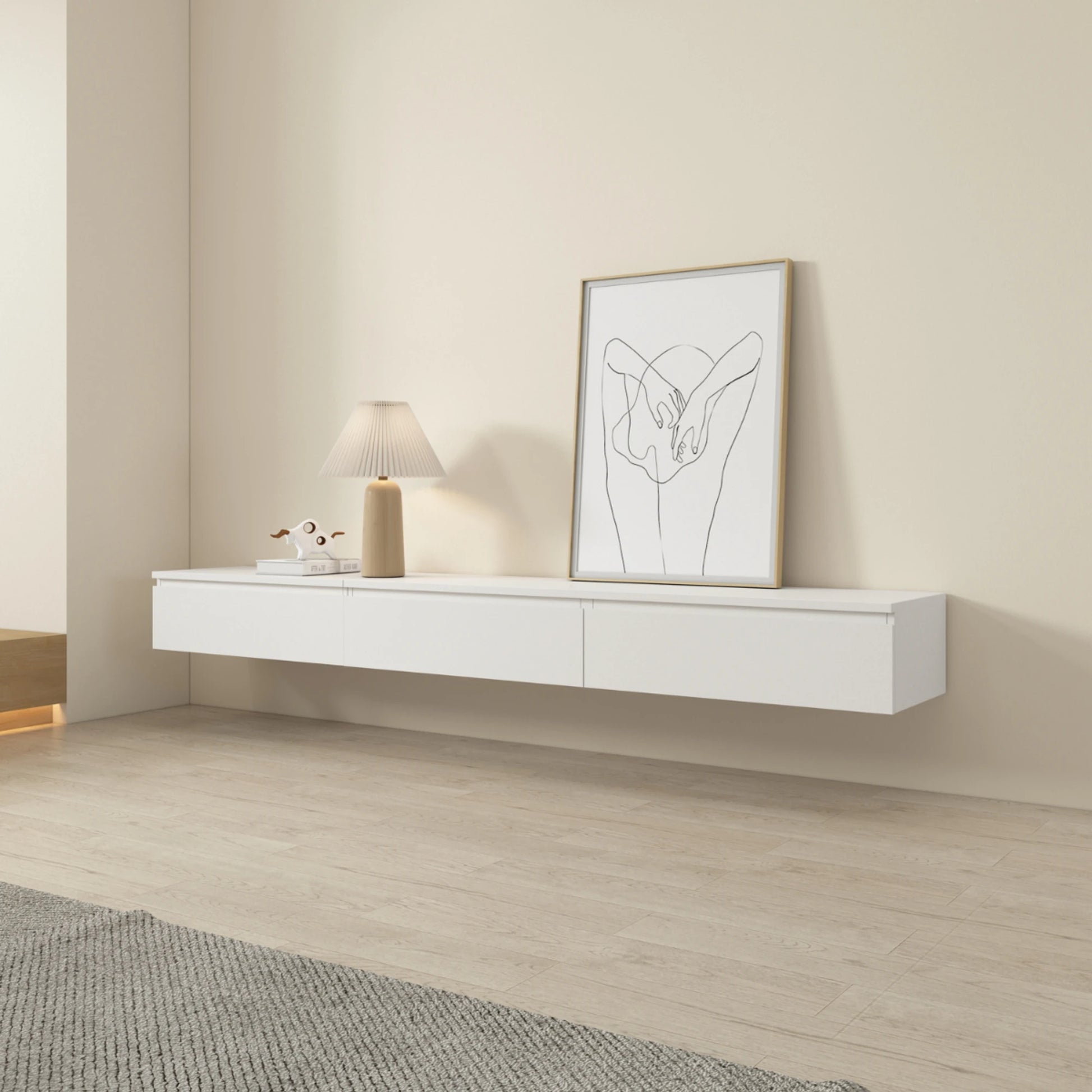 Loft Japandi Floating Entertainment Unit, 240cm, White