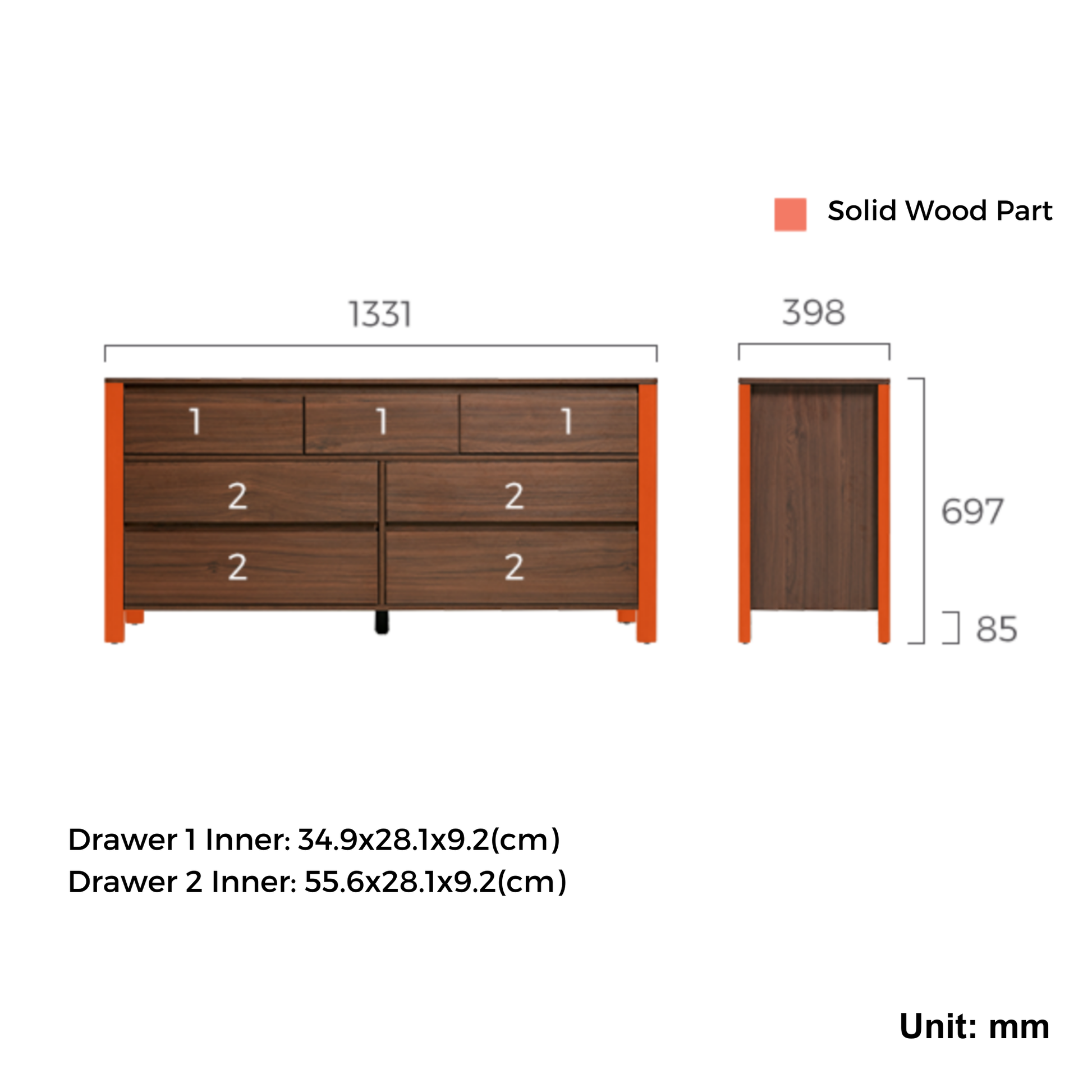 Linspire Ventus Chest Of 7 Drawers