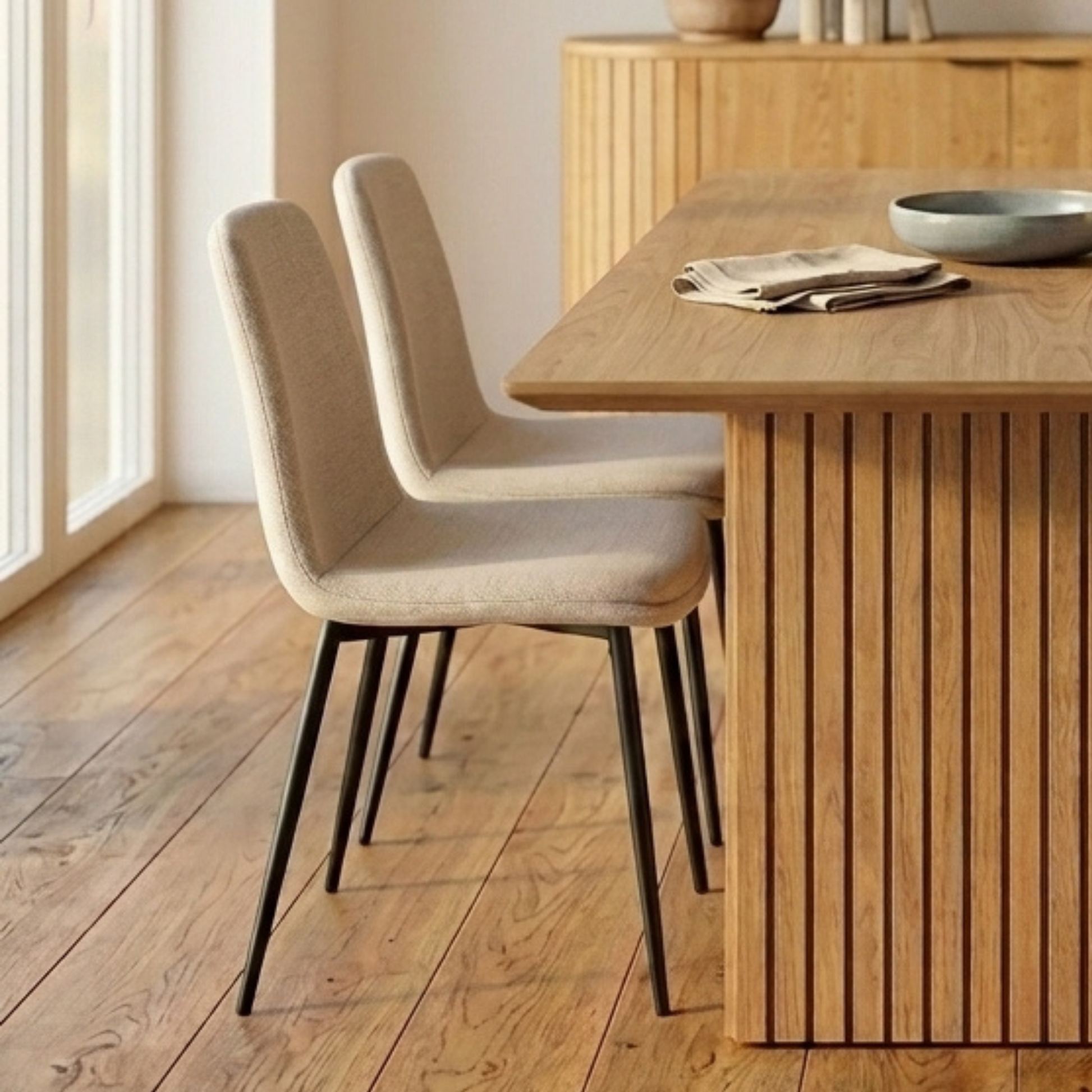 Hjem Design Becra Dining Chair, Set of 4, Beige