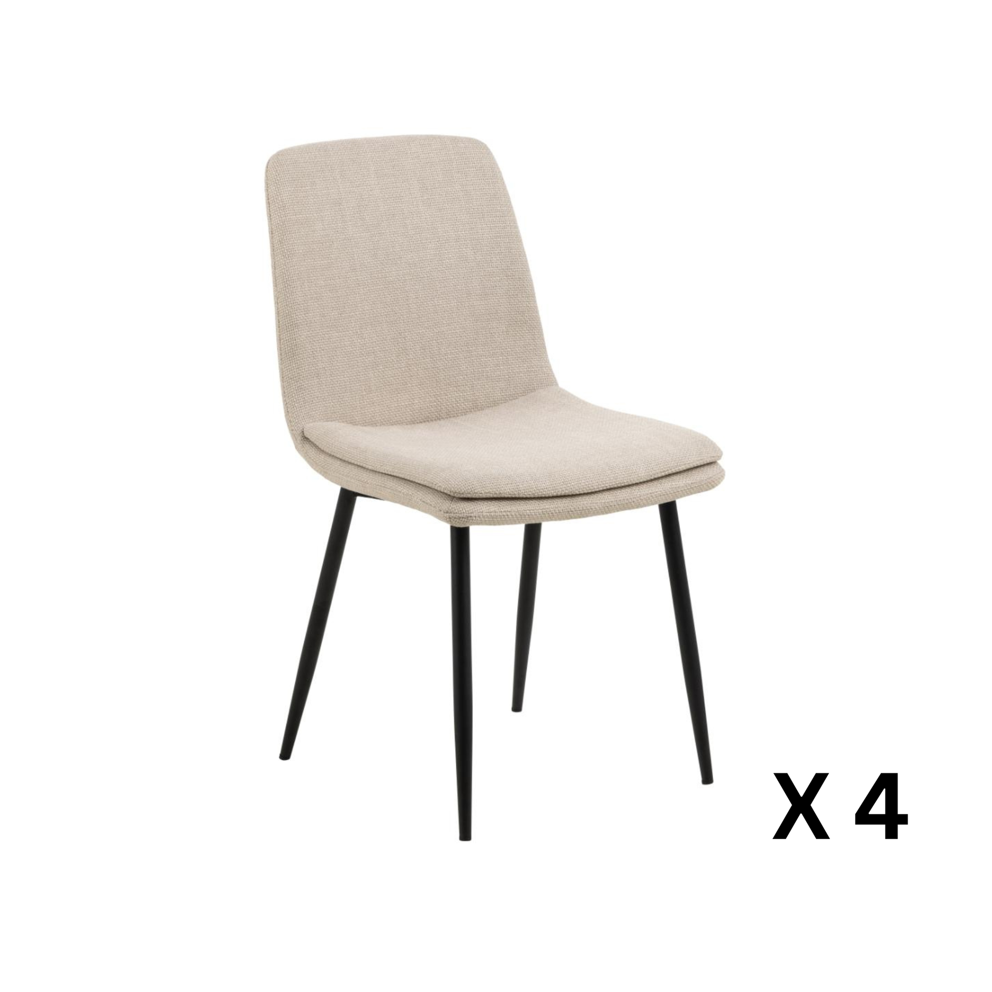 Hjem Design Becra Dining Chair, Set of 4, Beige