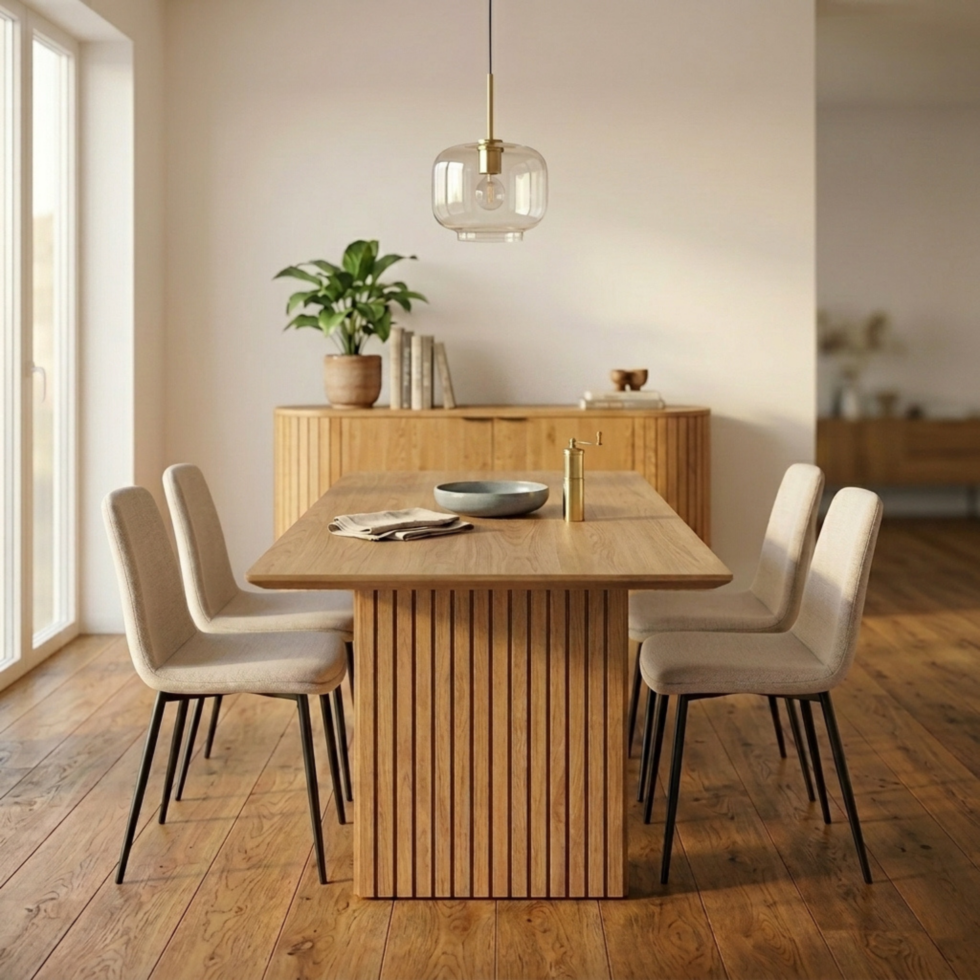 Hjem Design Becra Dining Chair, Set of 4, Beige