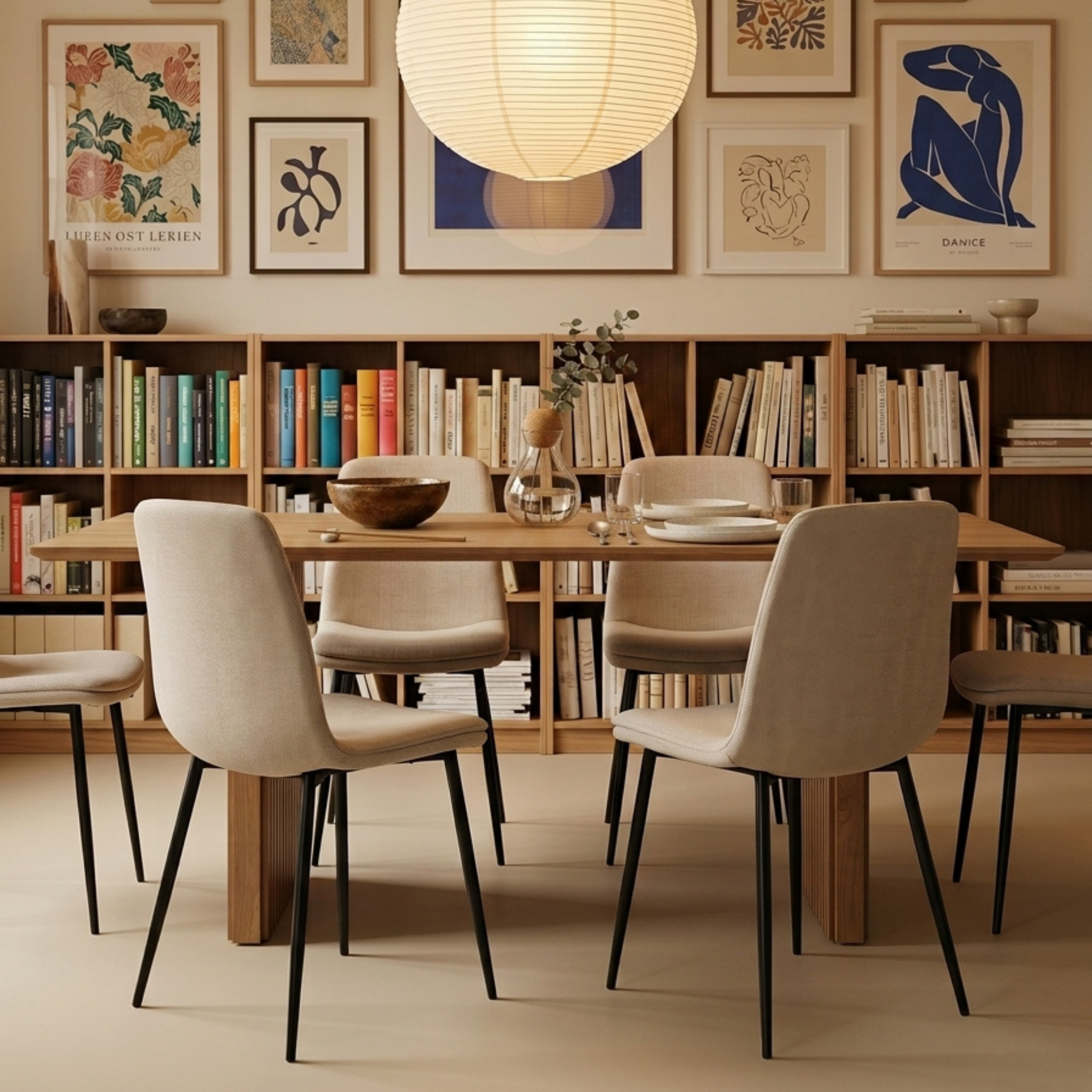 Hjem Design Becra Dining Chair, Set of 4, Beige