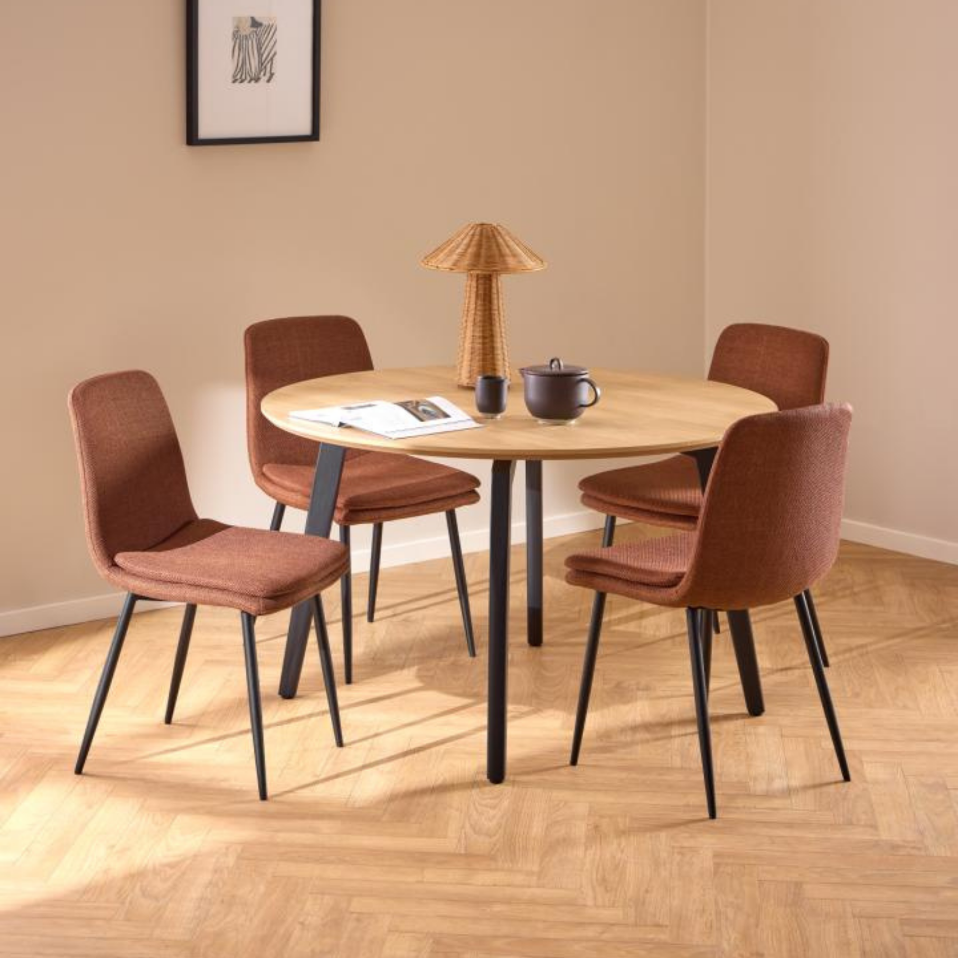 Hjem Design Becra Dining Chair, Set of 4, Terracotta