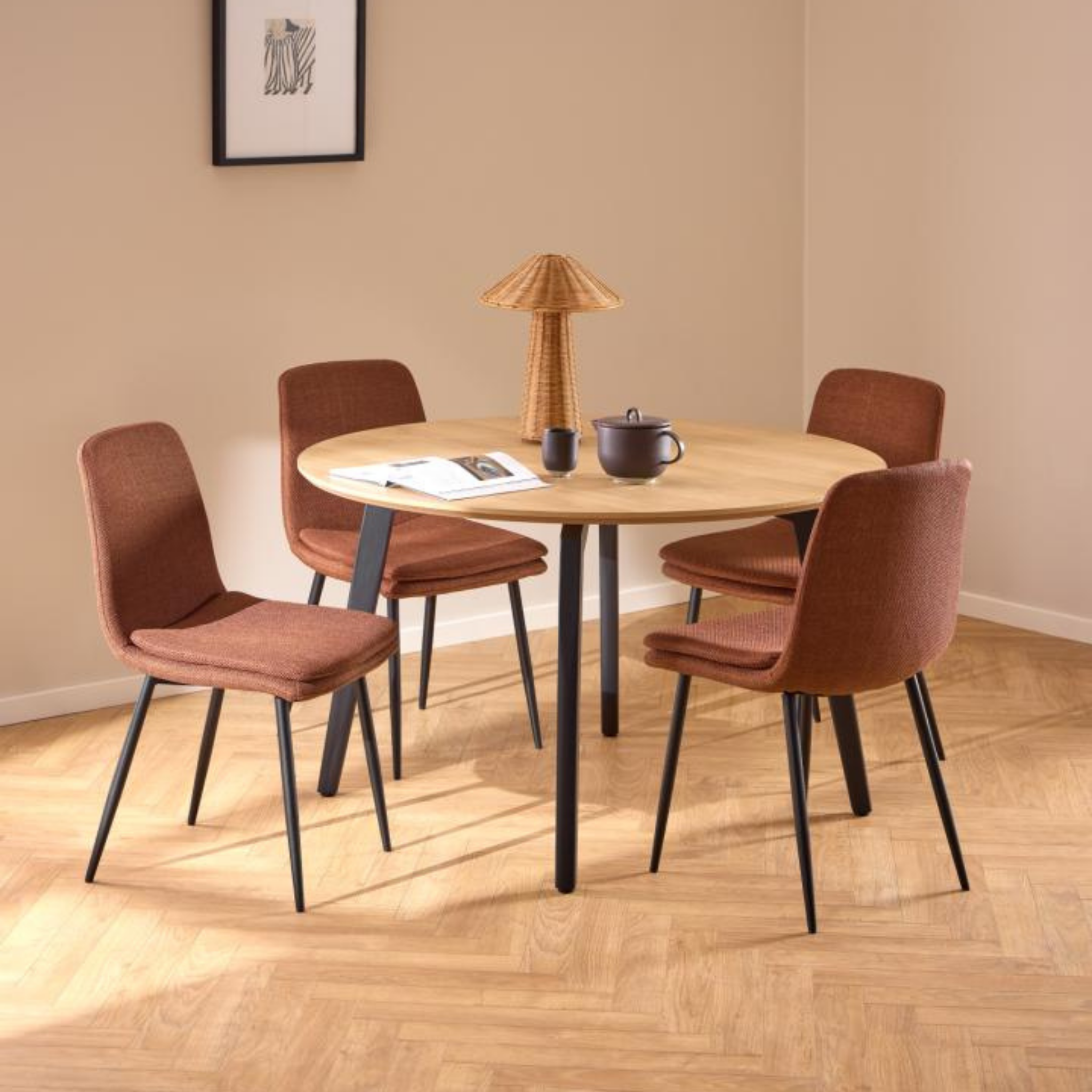 Hjem Design Becra Dining Chair, Set of 4, Terracotta