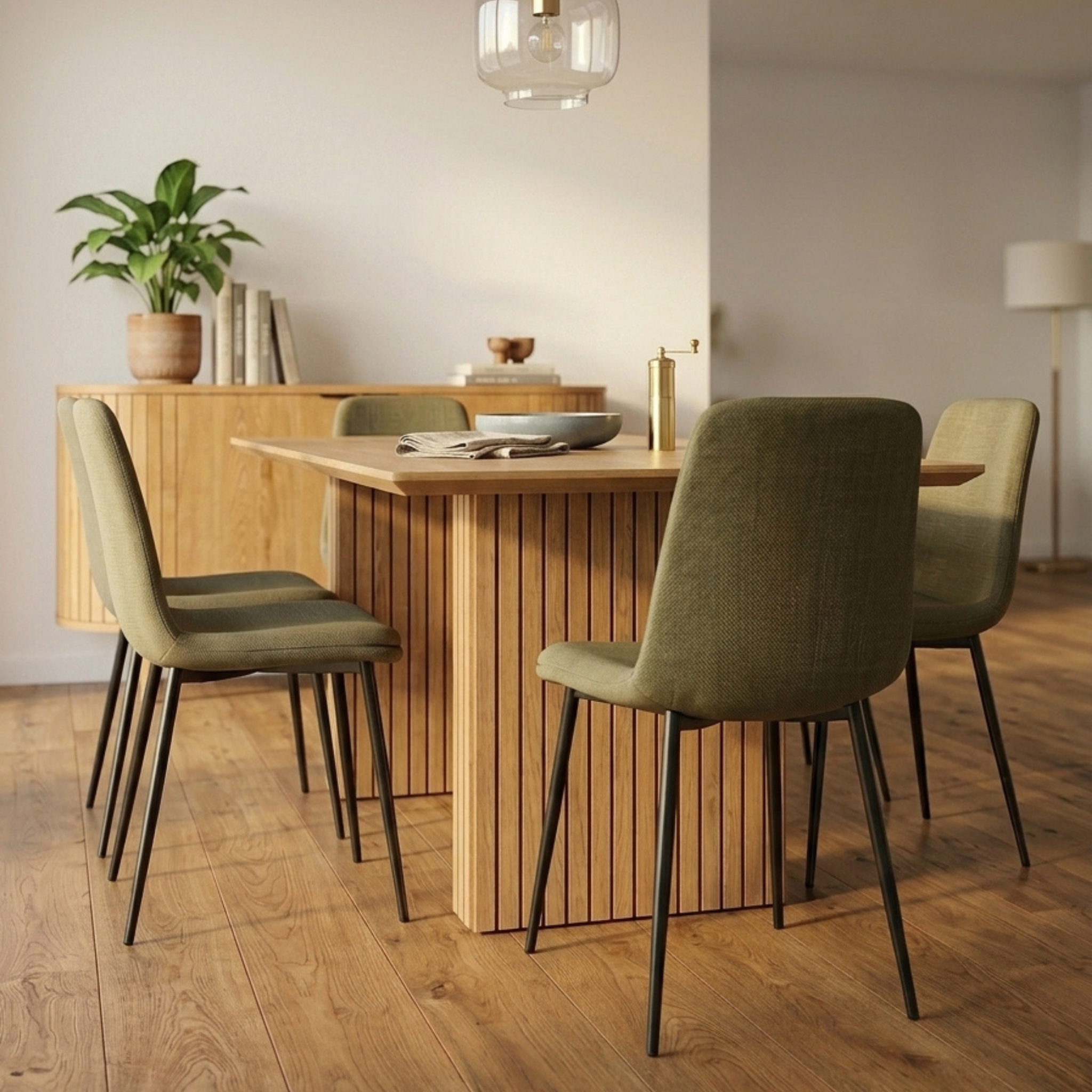 Hjem Design Becra Dining Chair, Set of 4, Green