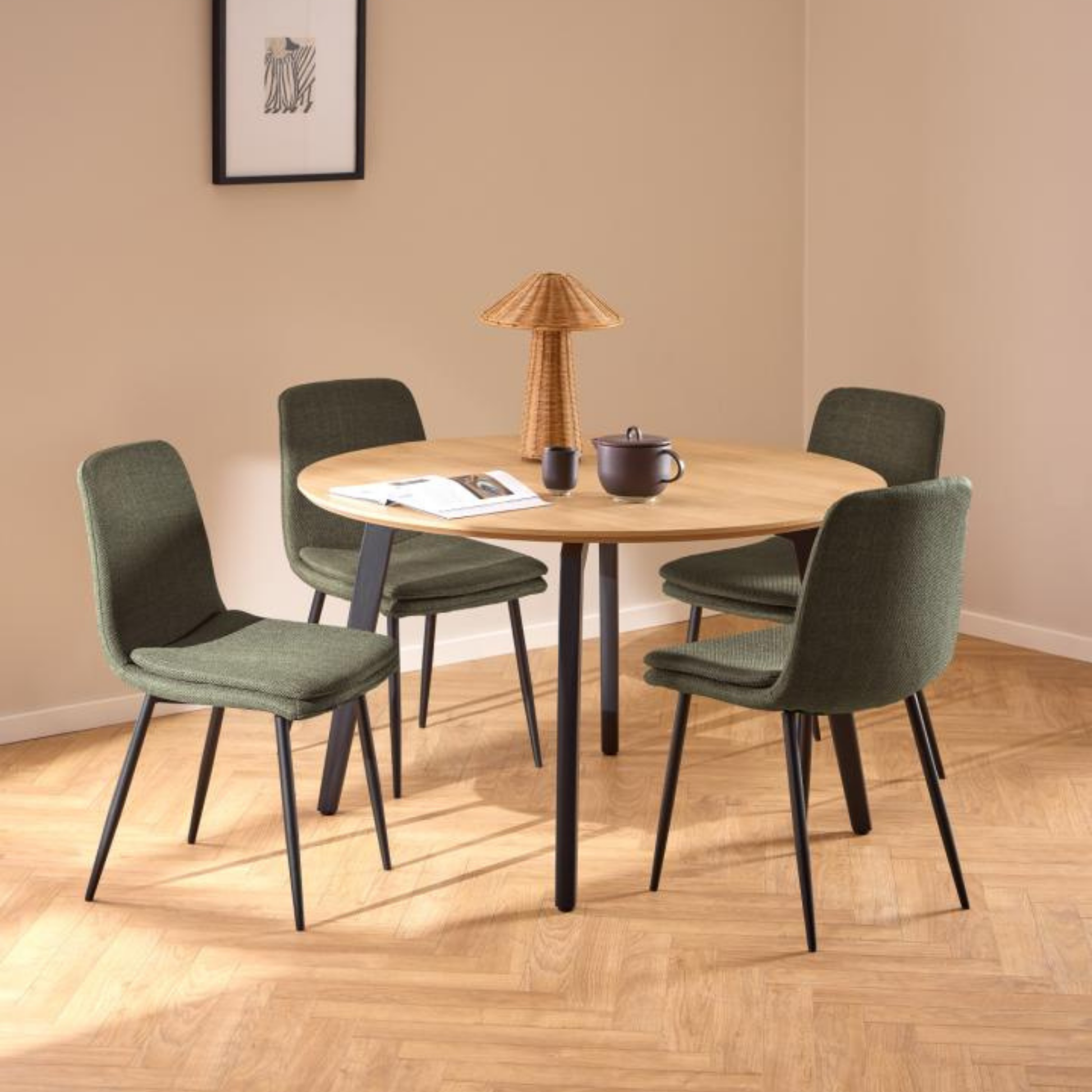 Hjem Design Becra Dining Chair, Set of 4, Green