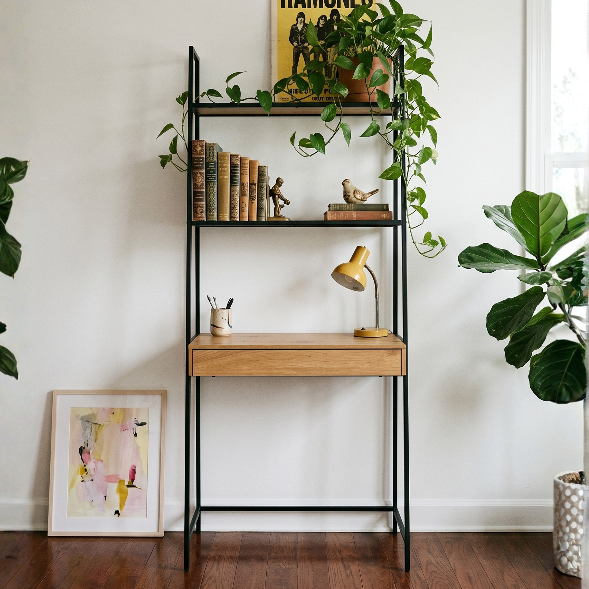 Hjem Design Sevron Bookcase with Drawer