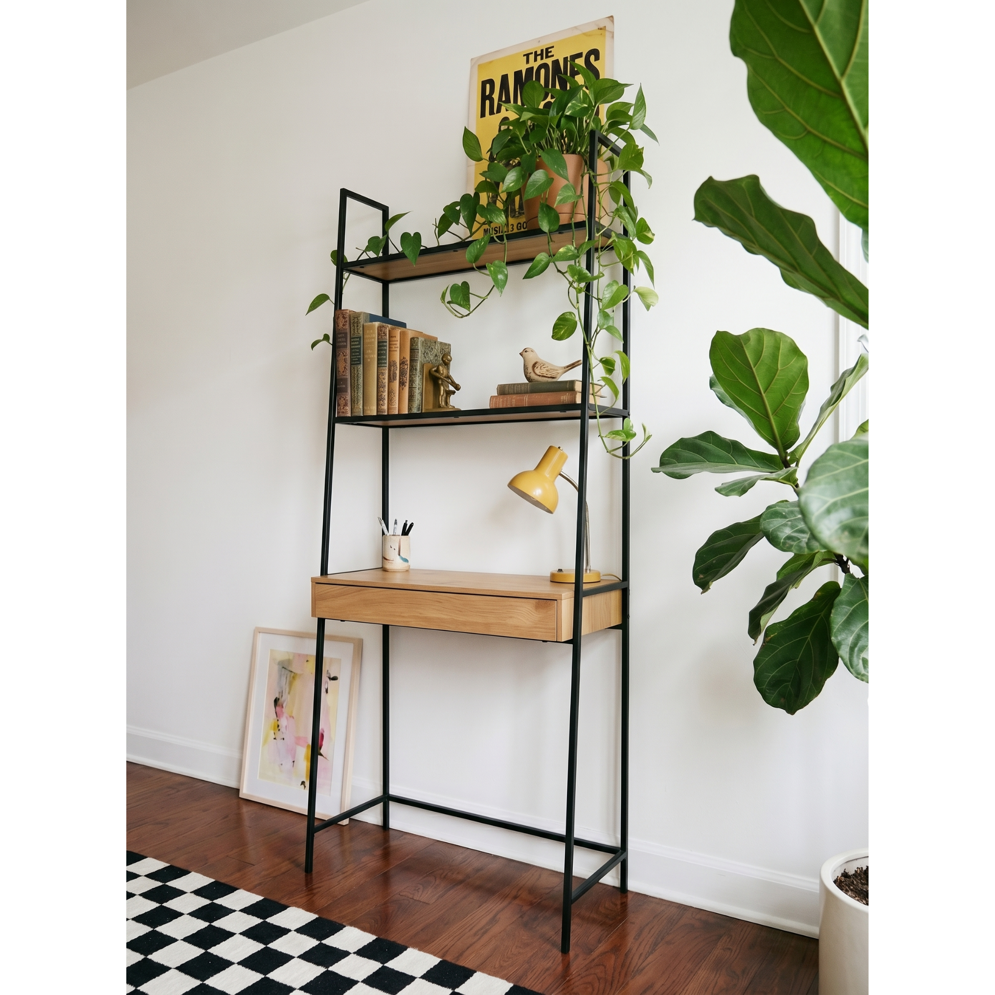 Hjem Design Sevron Bookcase with Drawer