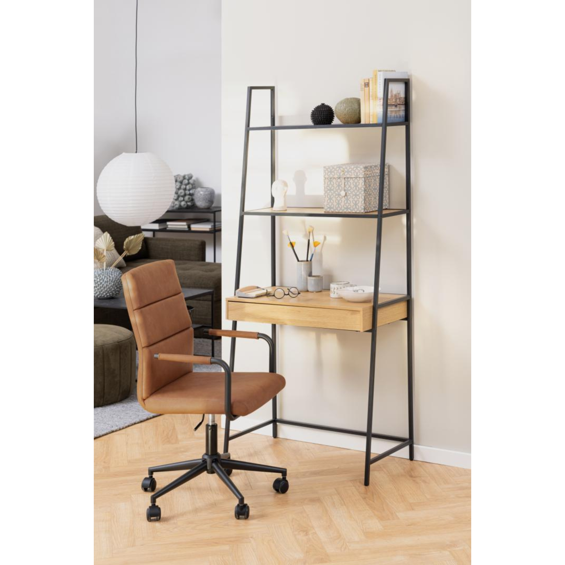 Hjem Design Sevron Bookcase with Drawer