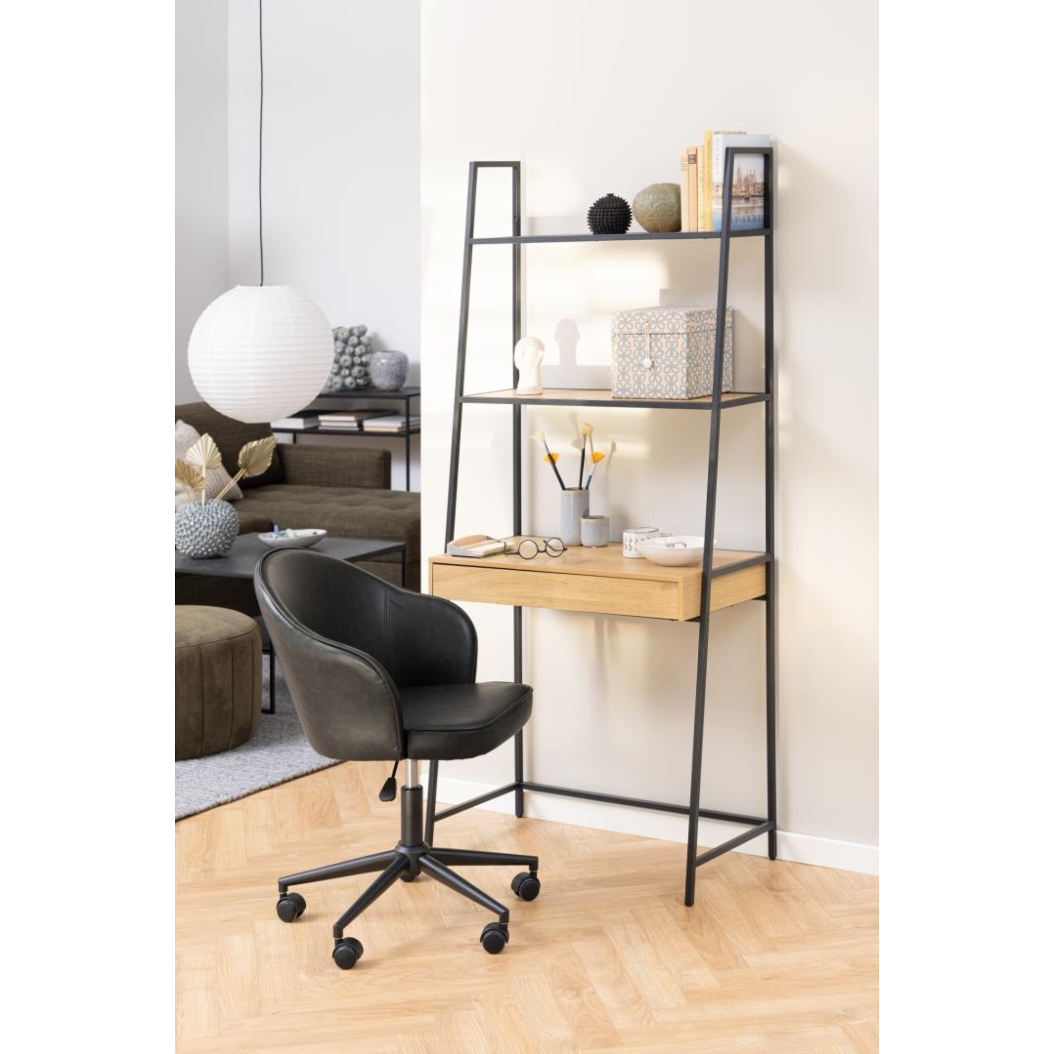 Hjem Design Sevron Bookcase with Drawer