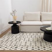 DreamWeaver Lila Monochrome Squares Rug, Black & Cream