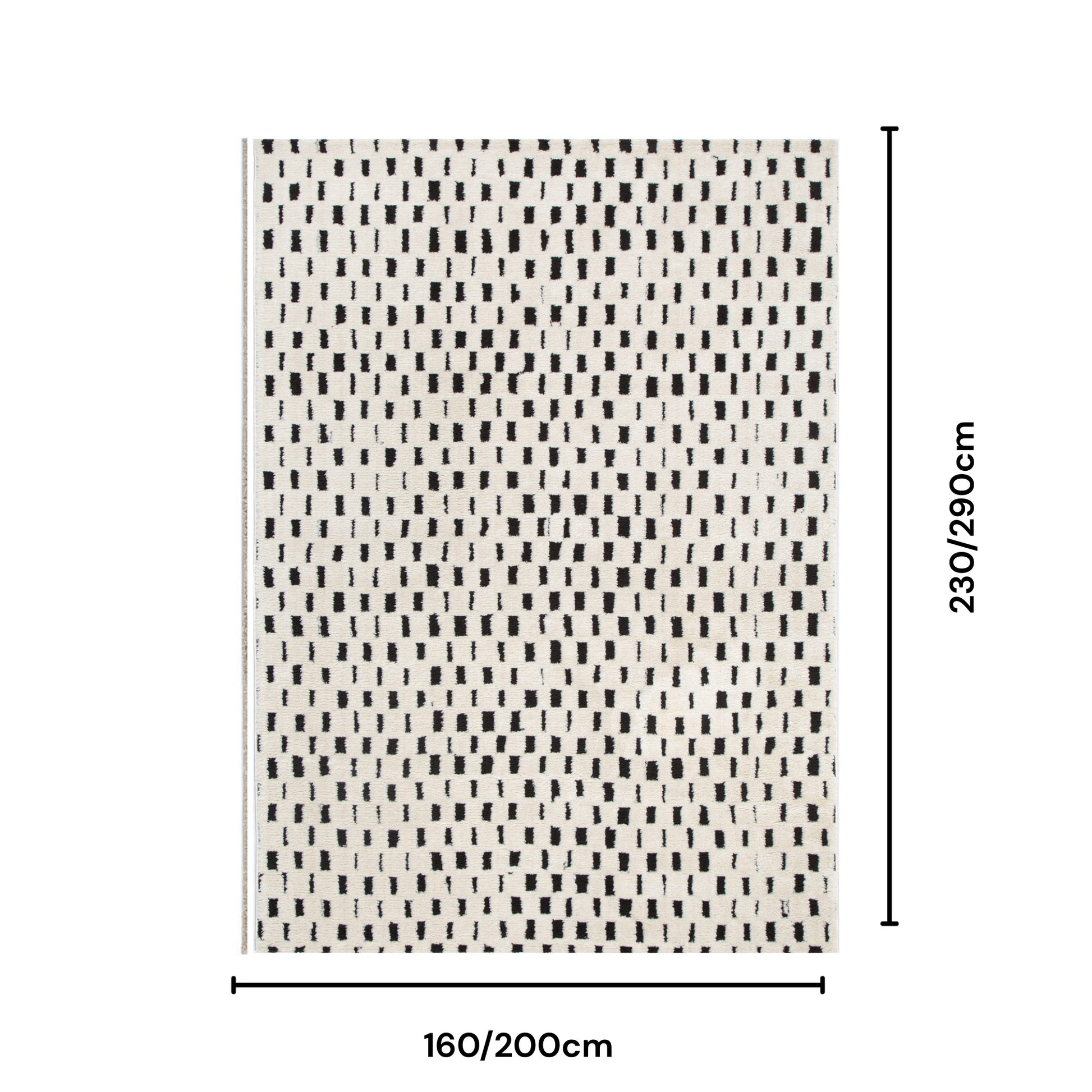 DreamWeaver Lila Monochrome Squares Rug, Black & Cream