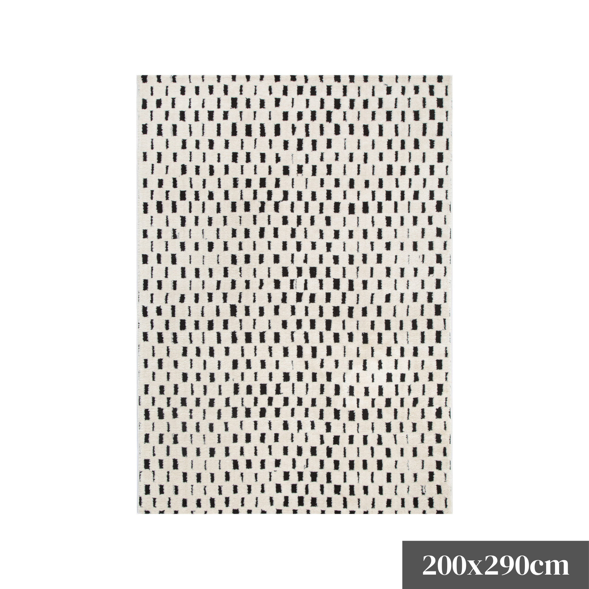 DreamWeaver Lila Monochrome Squares Rug, Black & Cream