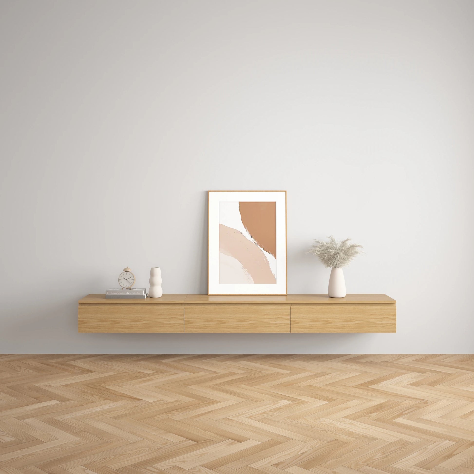 Loft Japandi Floating Entertainment Unit, 240cm, Natural Wood